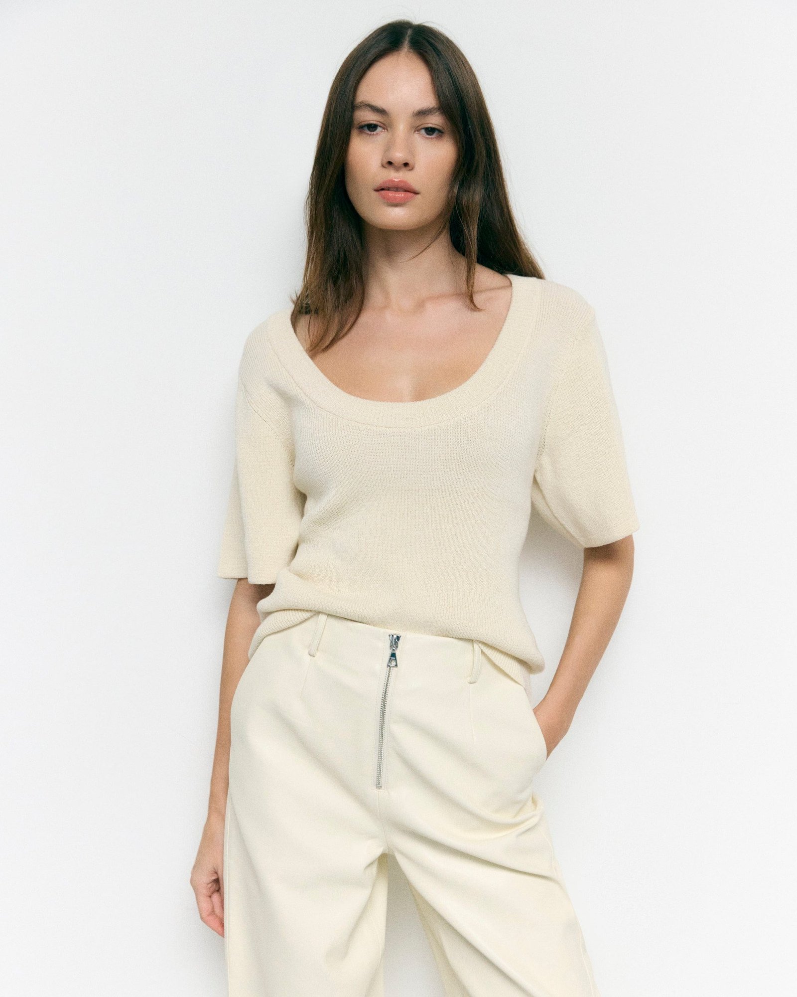 Reina Sculpted Scoop-Neck Knit Top