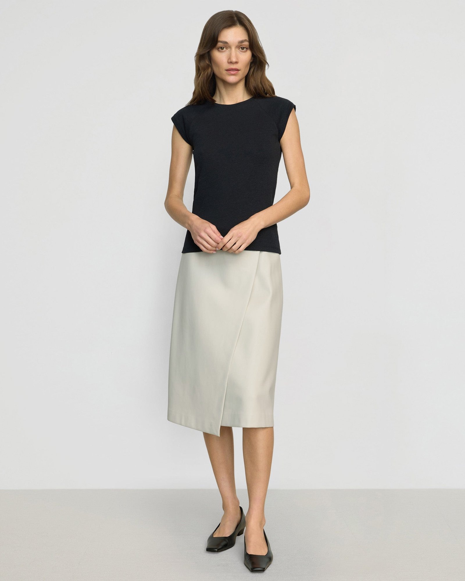 Alba Asymmetric Vegan Leather Skirt