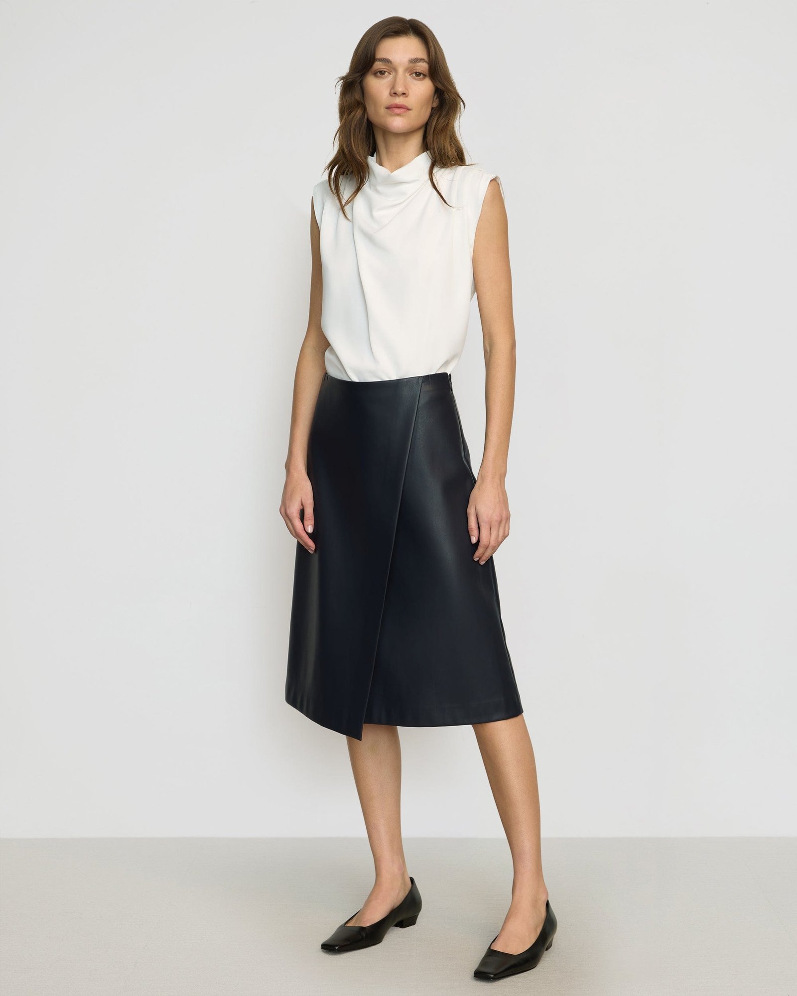 Alba Asymmetric Vegan Leather Skirt
