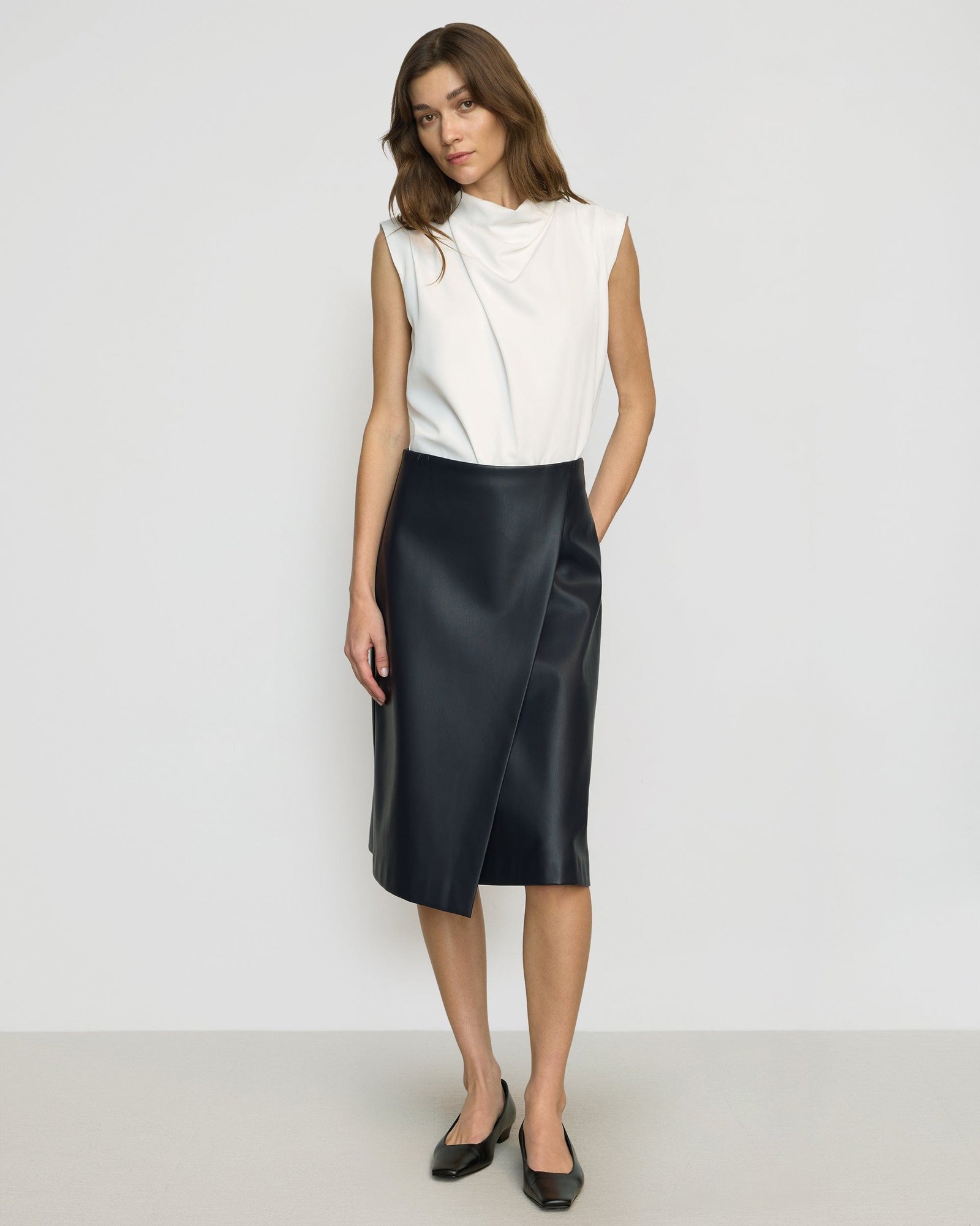 Alba Asymmetric Vegan Leather Skirt