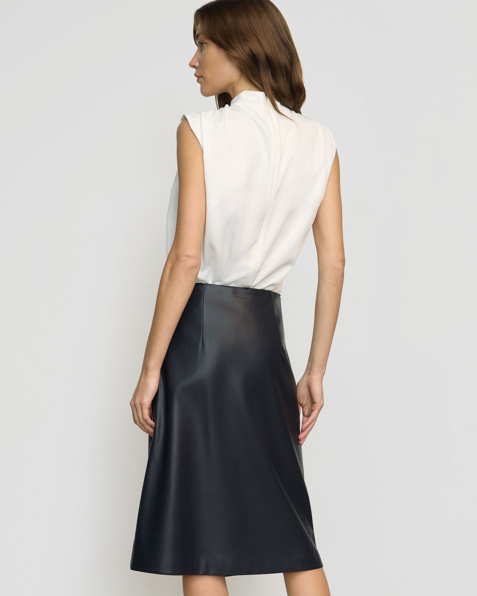 Alba Asymmetric Vegan Leather Skirt