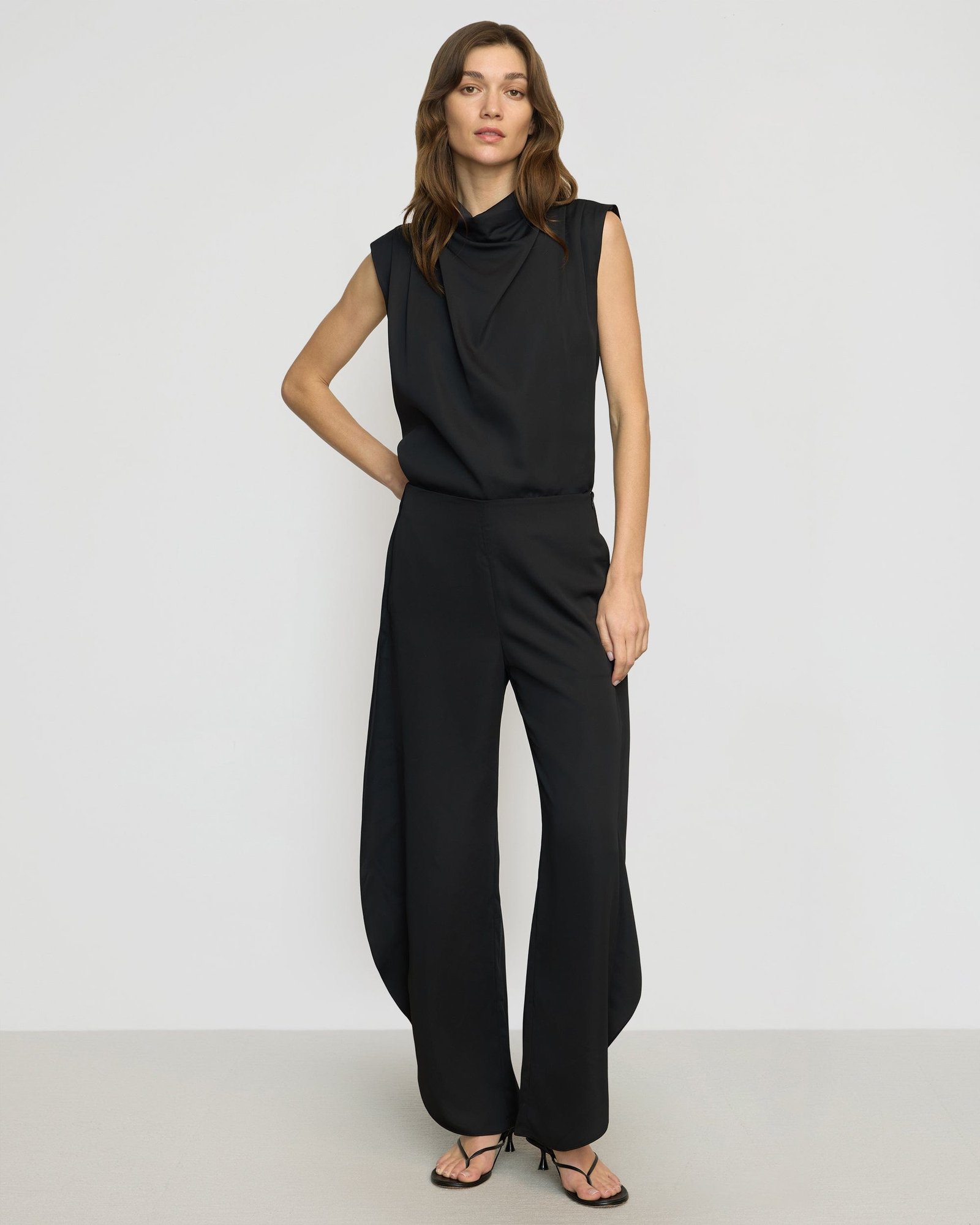 Allegra Gathered-Neck Sleeveless Blouse