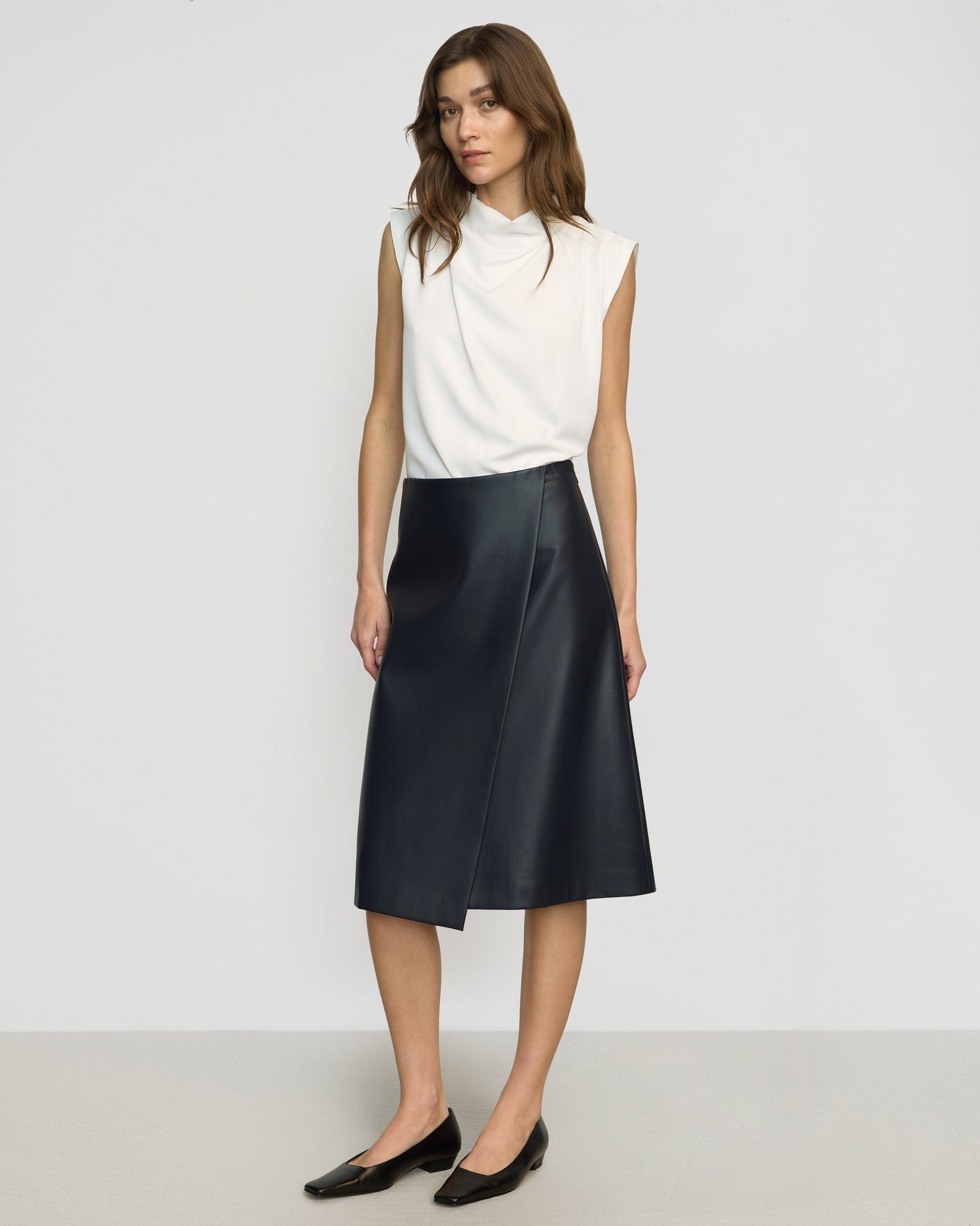 Allegra Gathered-Neck Sleeveless Blouse