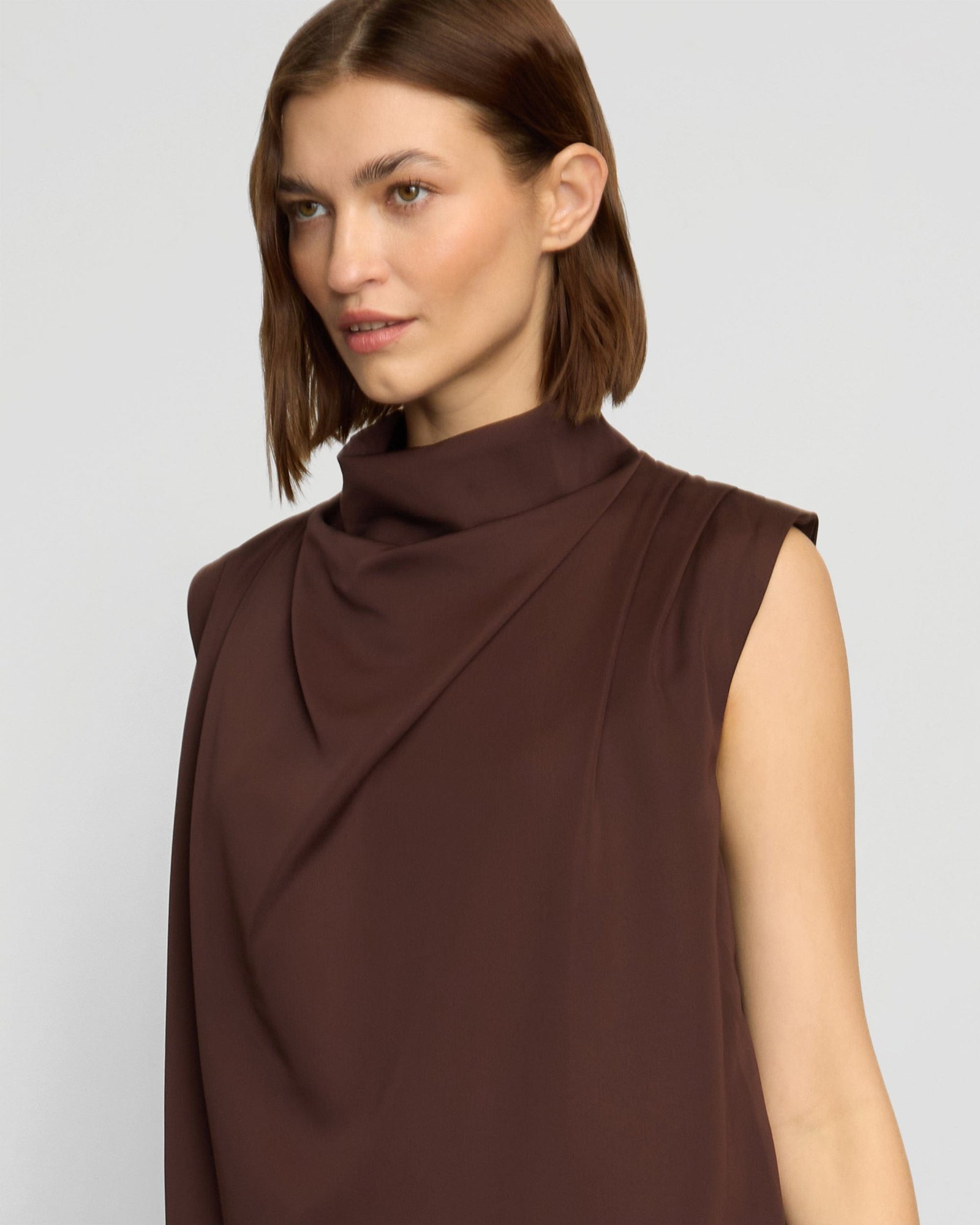 Allegra Gathered-Neck Sleeveless Blouse