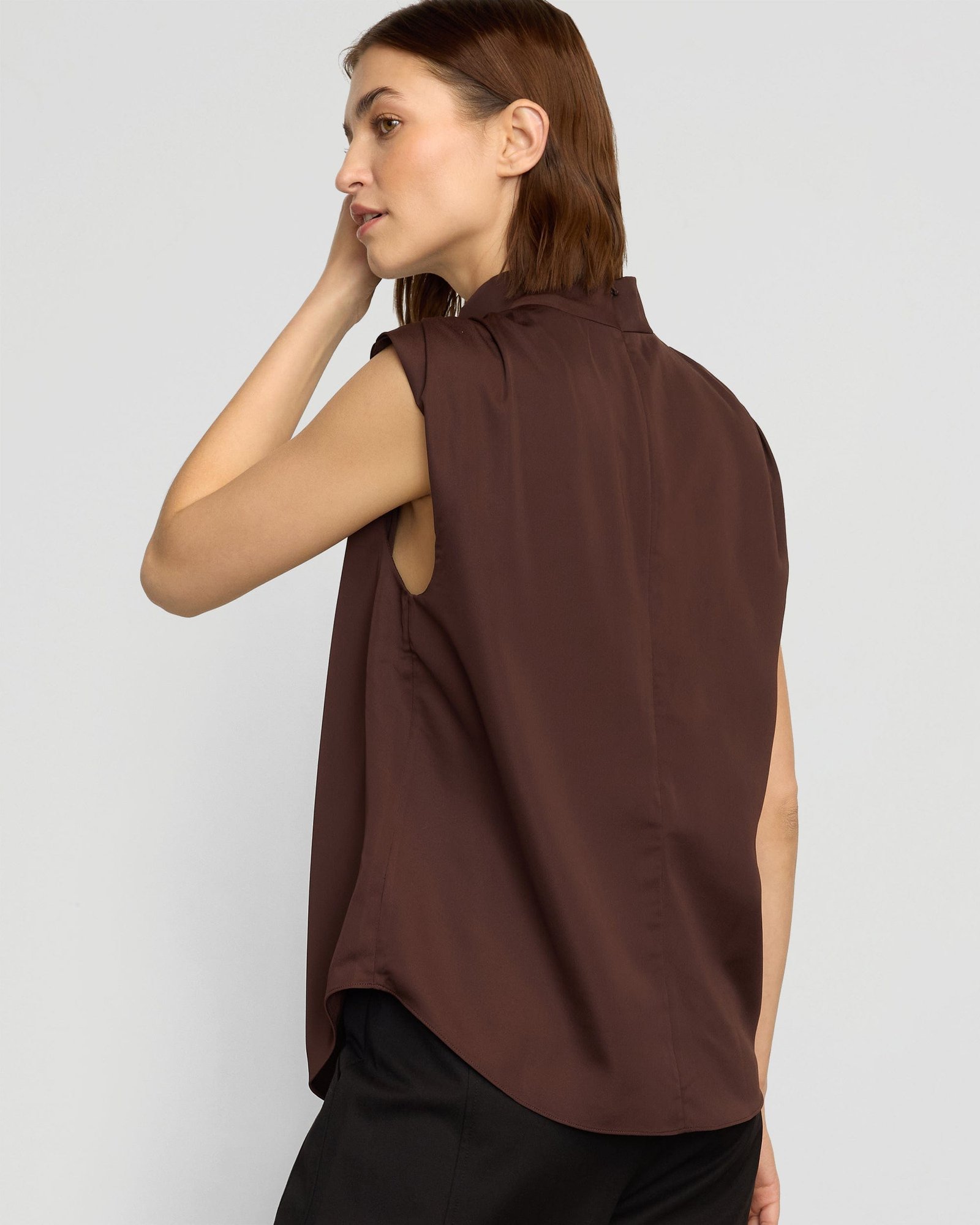 Allegra Gathered-Neck Sleeveless Blouse