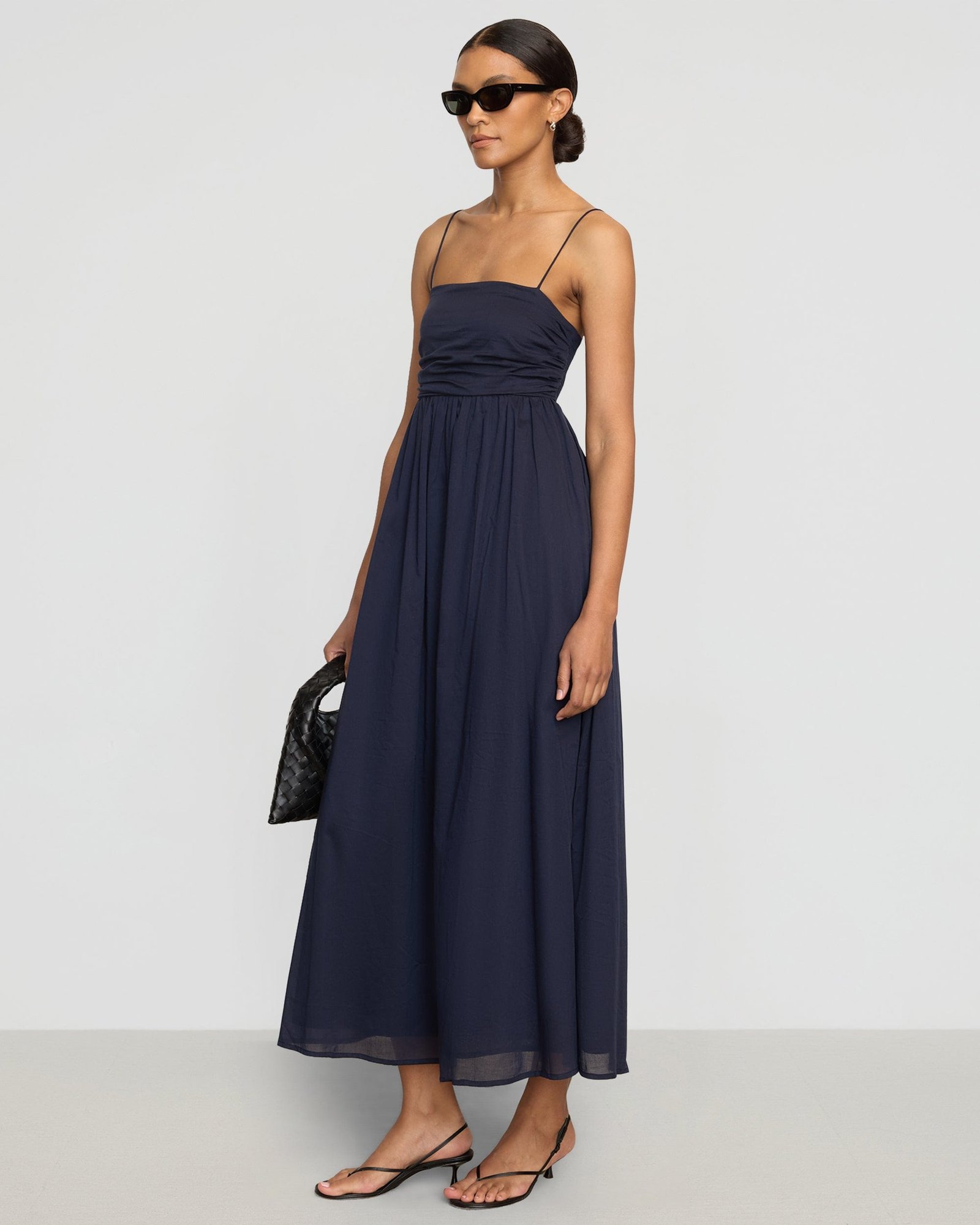 Aurora Ruched Organic Cotton Maxi Dress