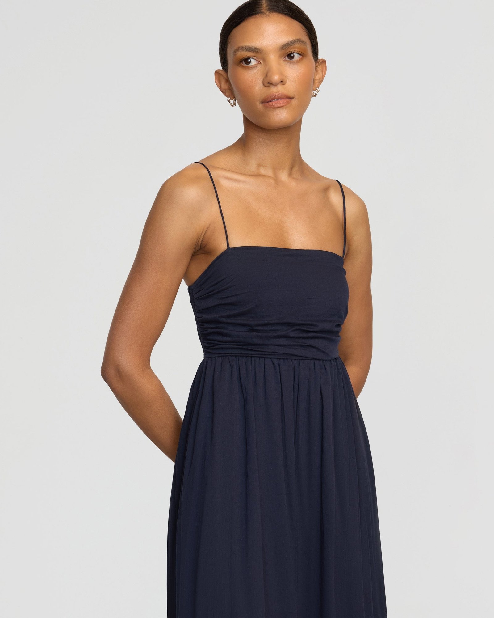 Aurora Ruched Organic Cotton Maxi Dress