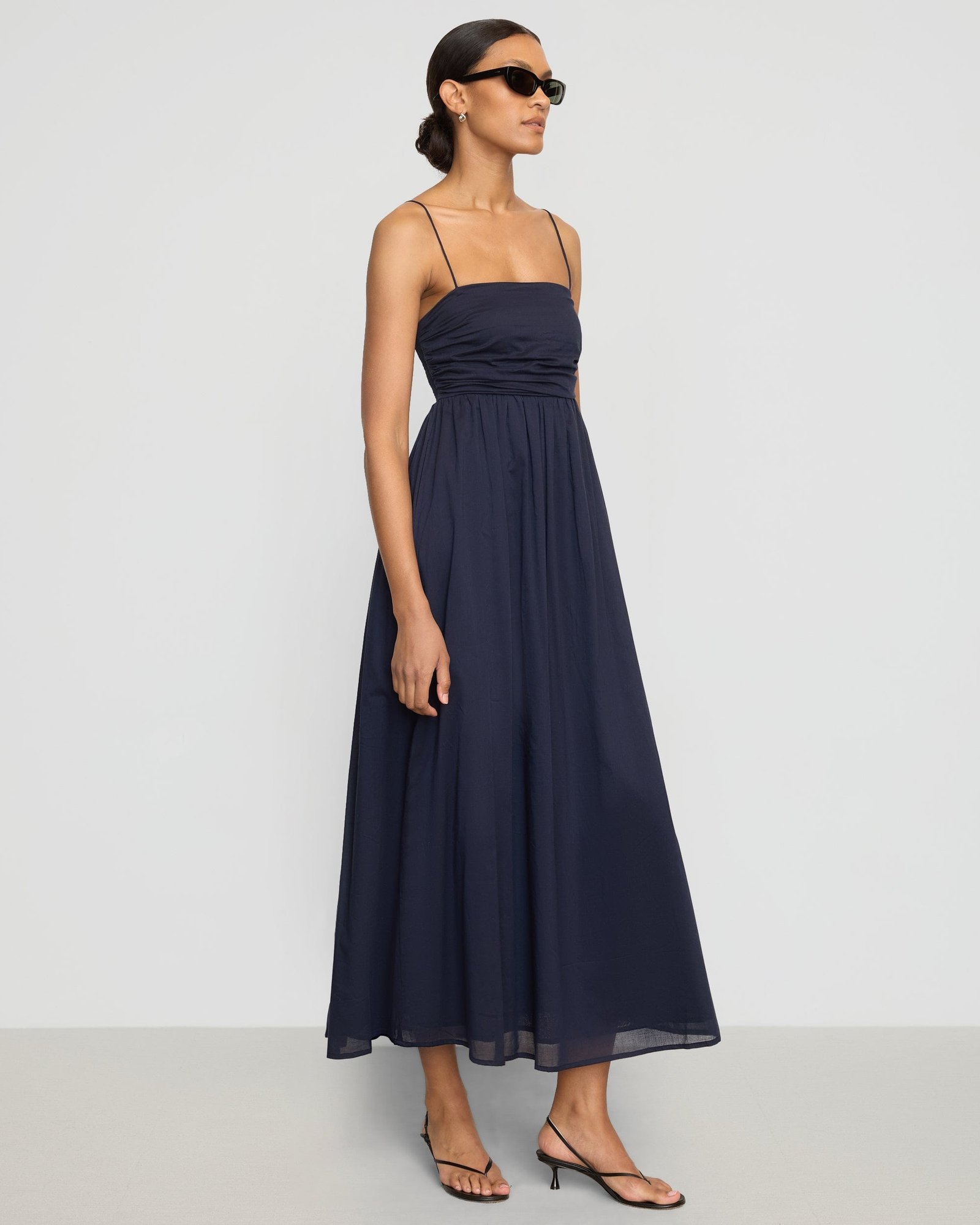 Aurora Ruched Organic Cotton Maxi Dress