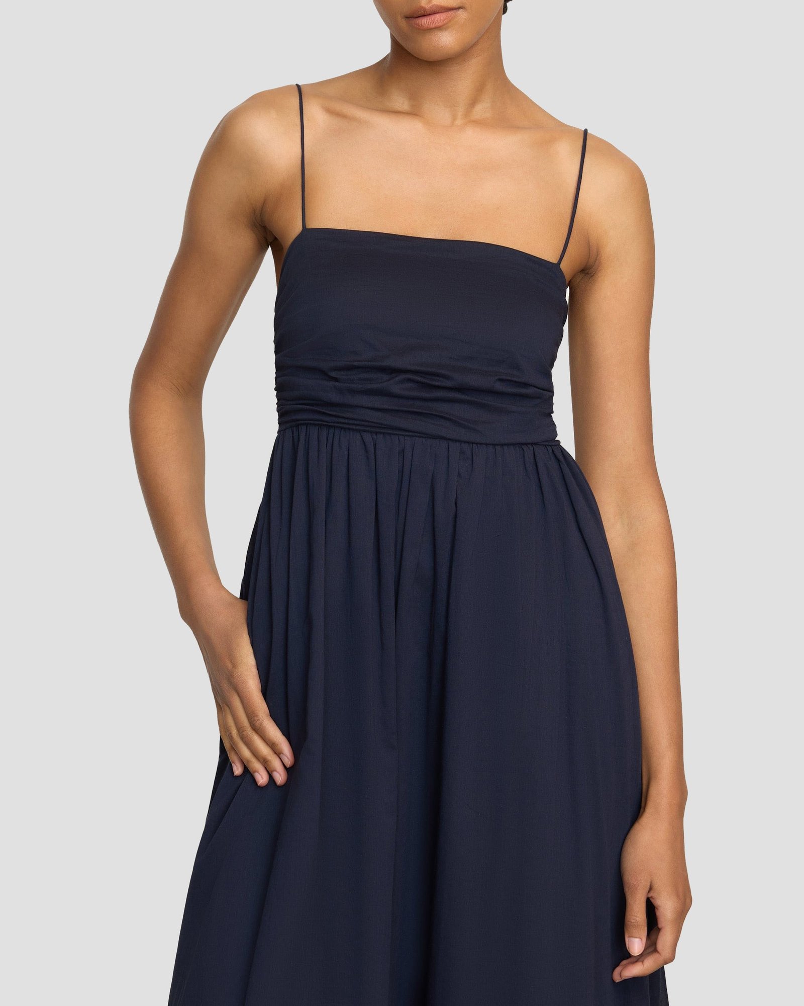 Aurora Ruched Organic Cotton Maxi Dress