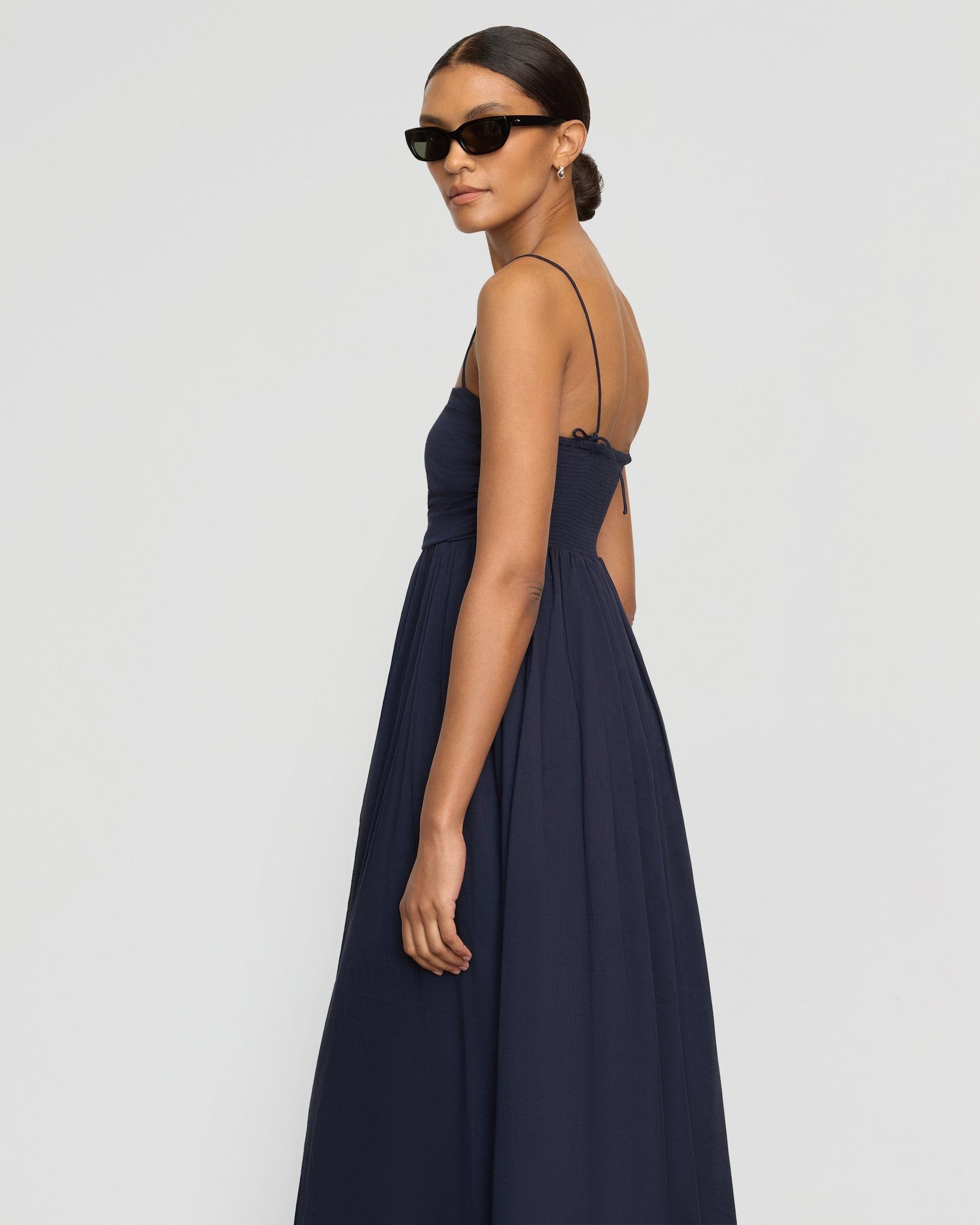 Aurora Ruched Organic Cotton Maxi Dress