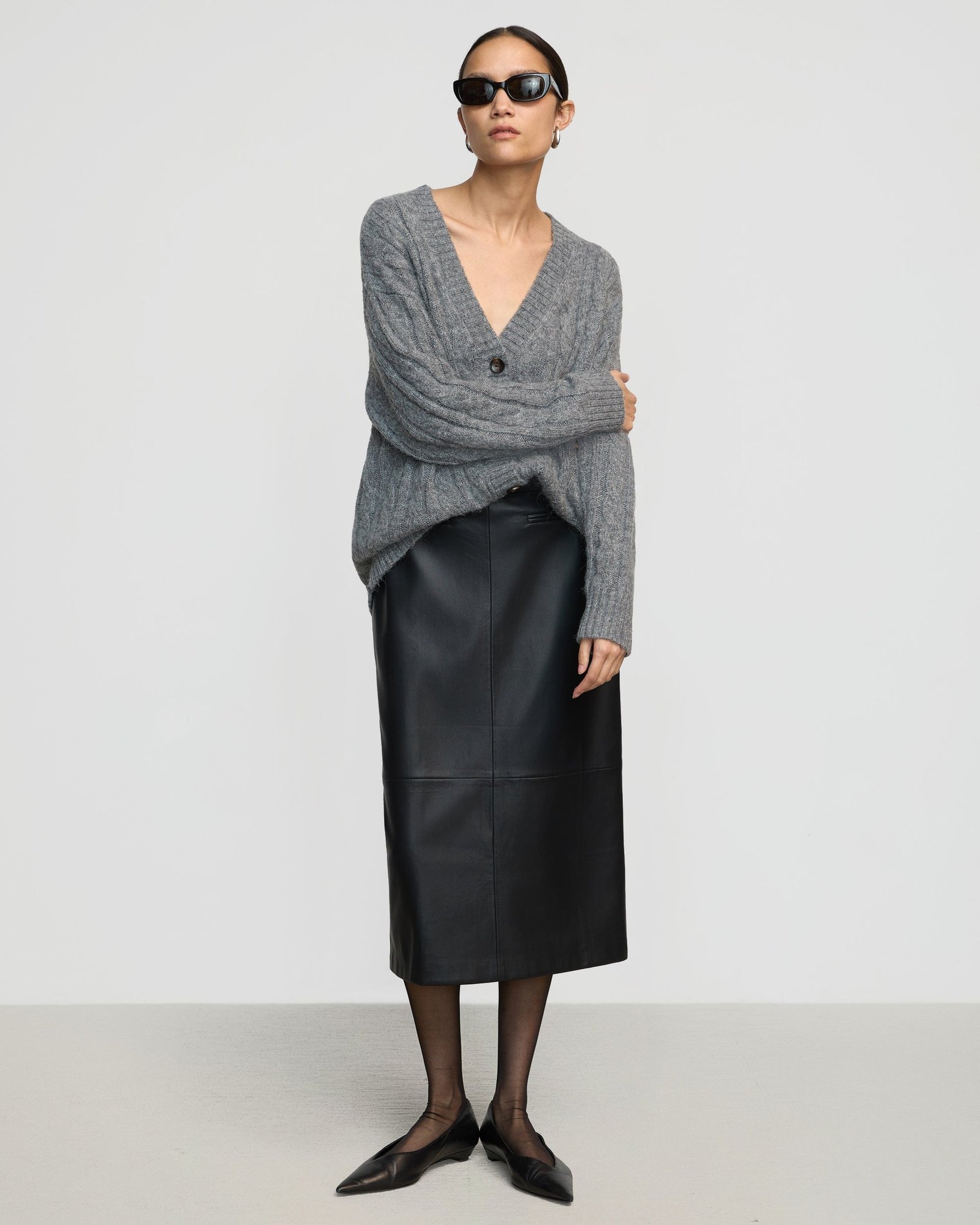 Briony Back Split-Hem Vegan Leather Skirt