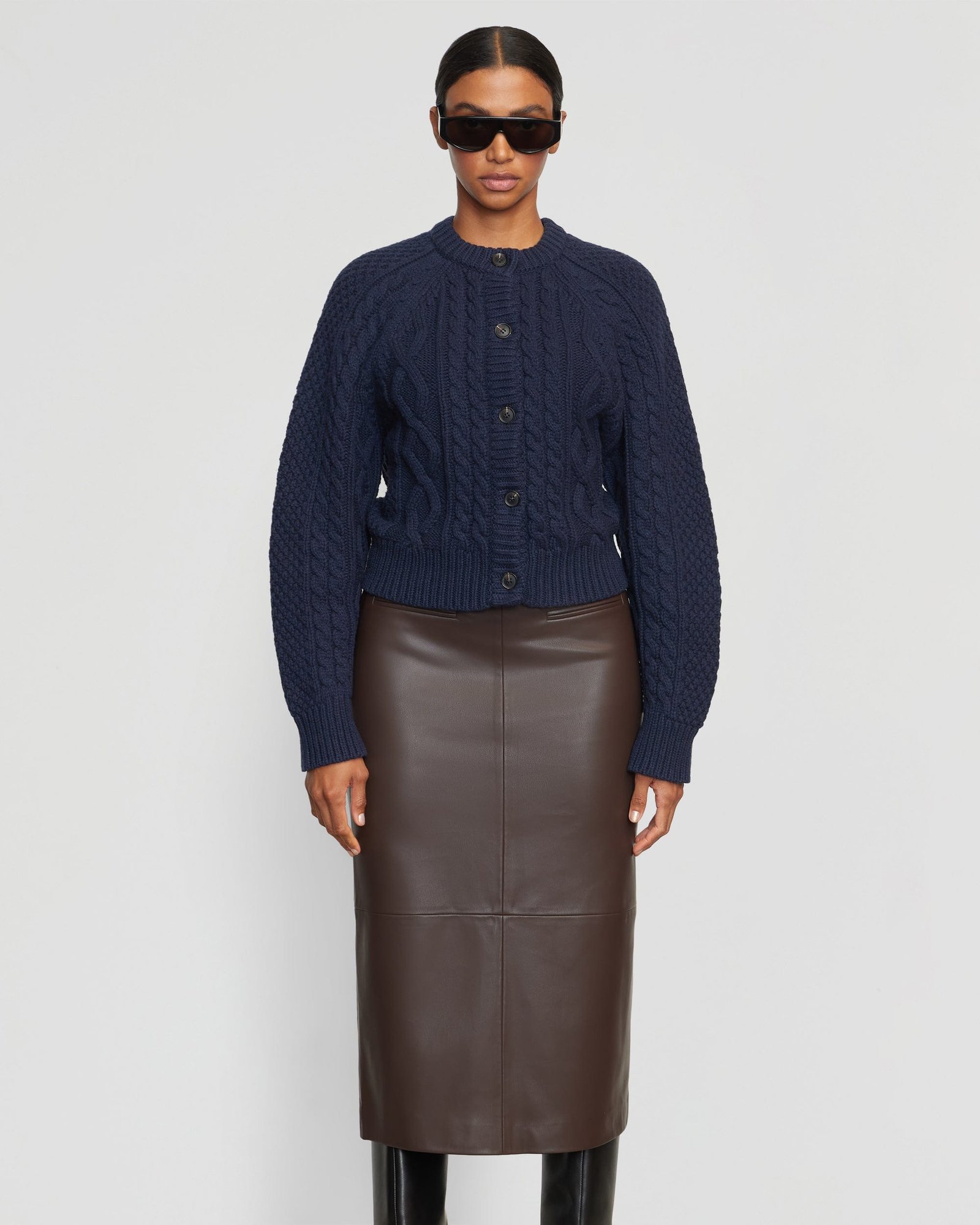 Briony Back Split-Hem Vegan Leather Skirt