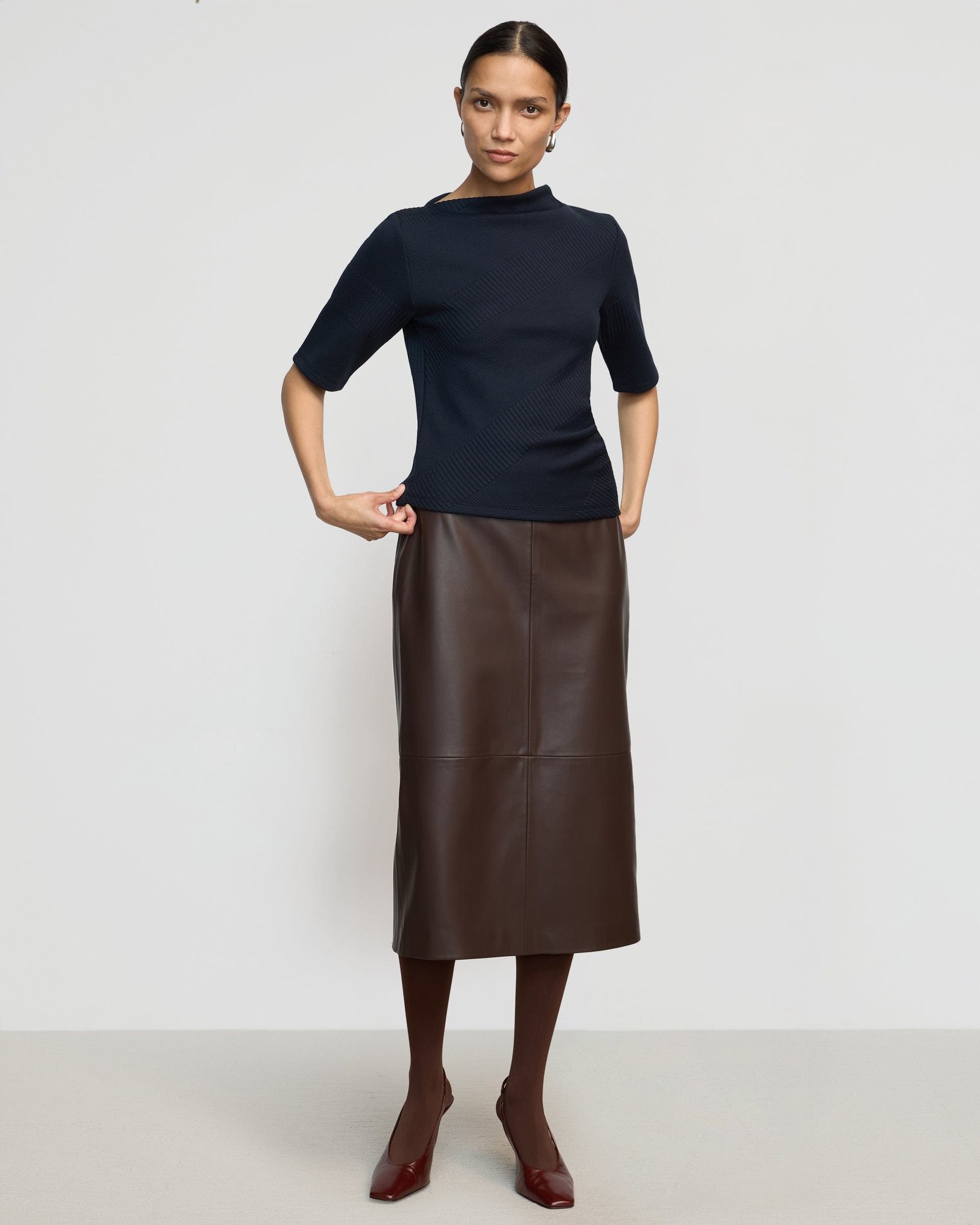 Briony Back Split-Hem Vegan Leather Skirt