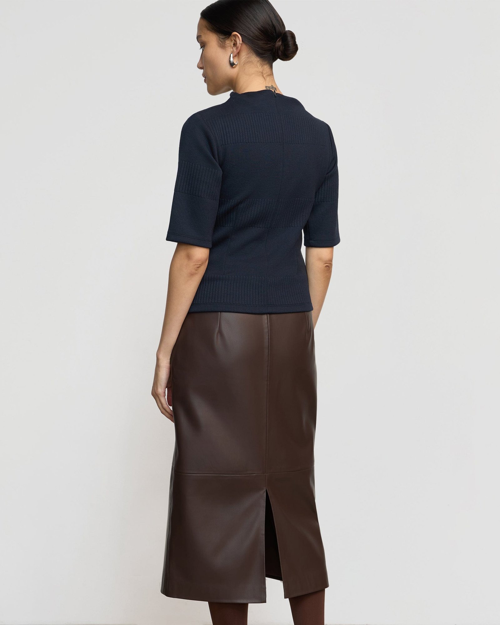 Briony Back Split-Hem Vegan Leather Skirt