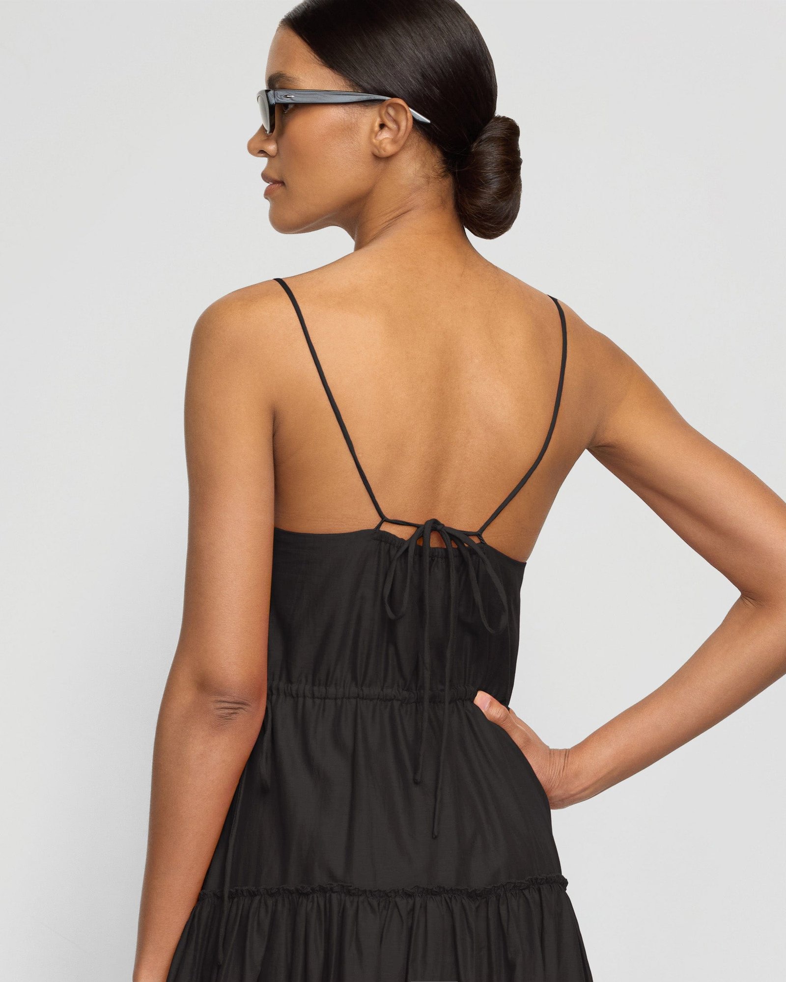 Dalia Tie-Waist Tiered Organic Cotton Dress