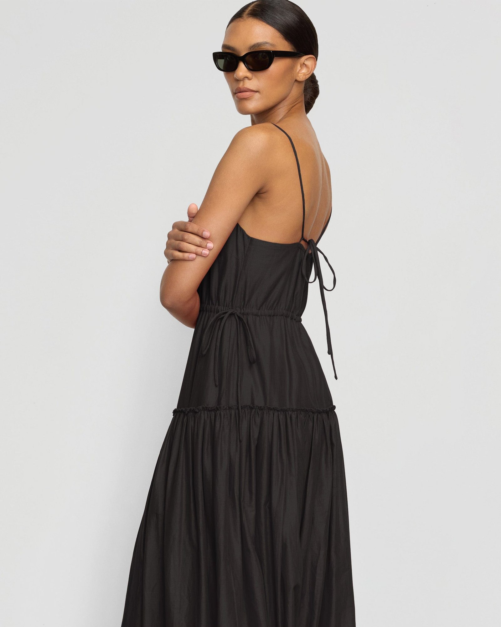 Dalia Tie-Waist Tiered Organic Cotton Dress