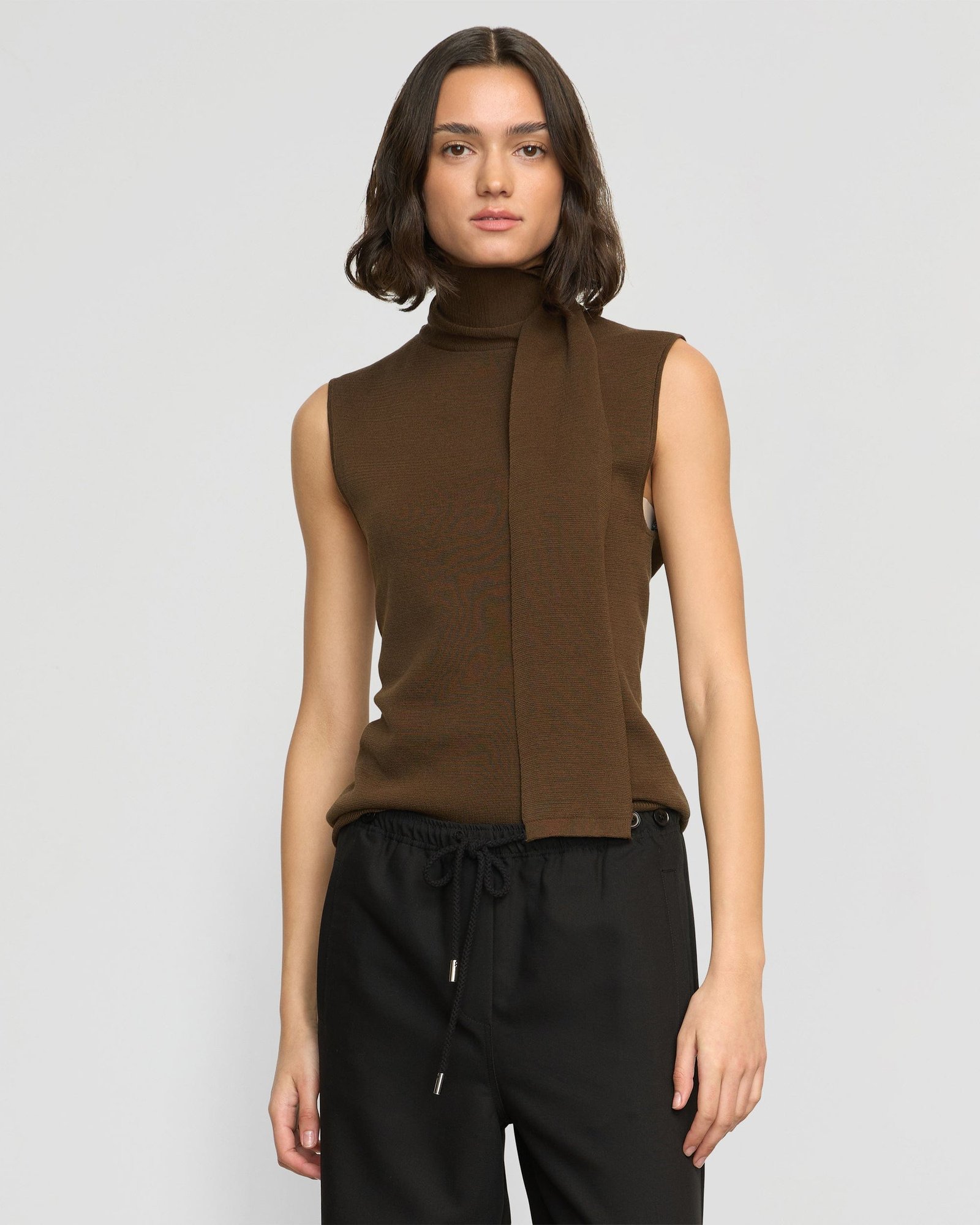 Demi Scarf-Neck Cotton-Silk Knit Top
