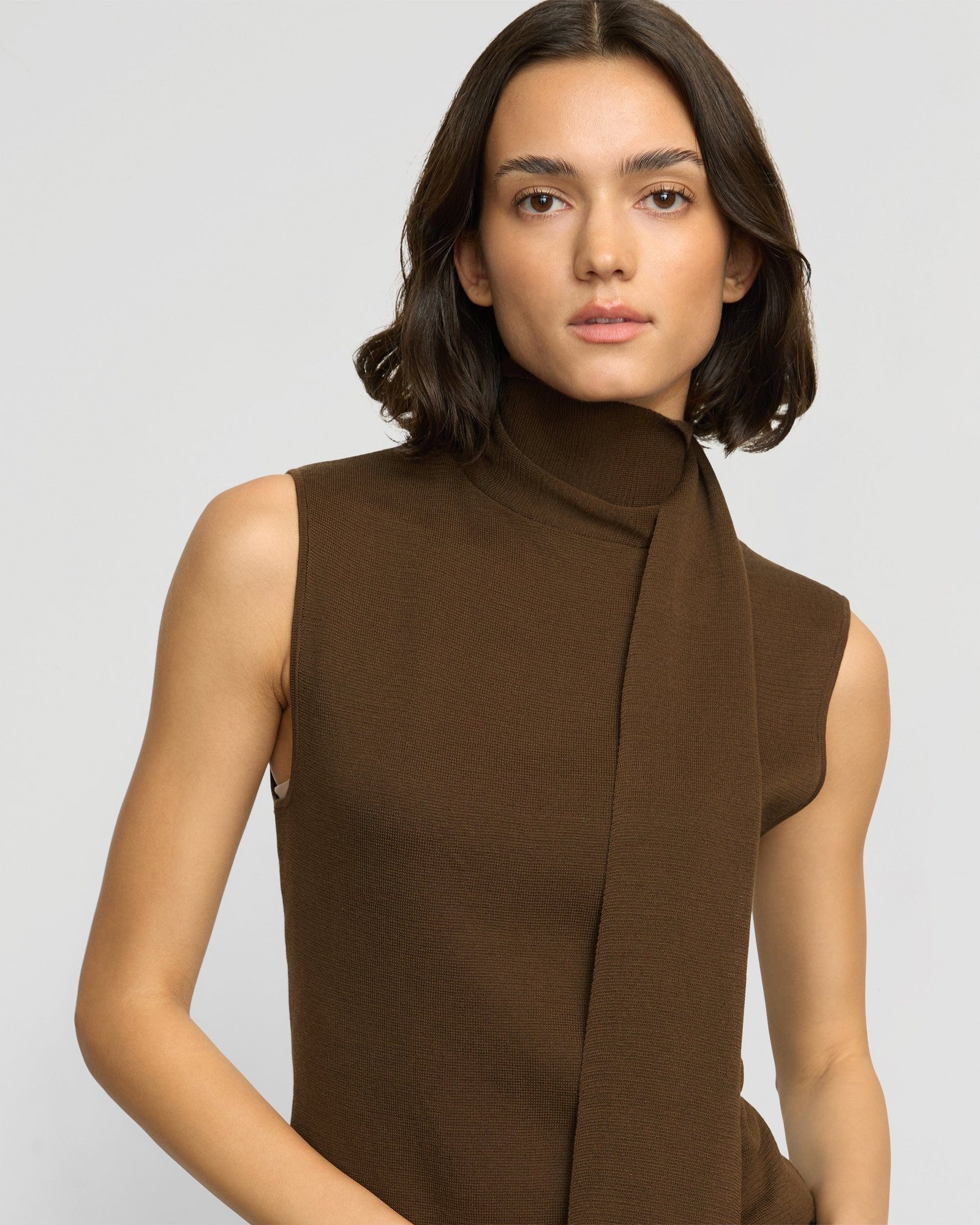 Demi Scarf-Neck Cotton-Silk Knit Top