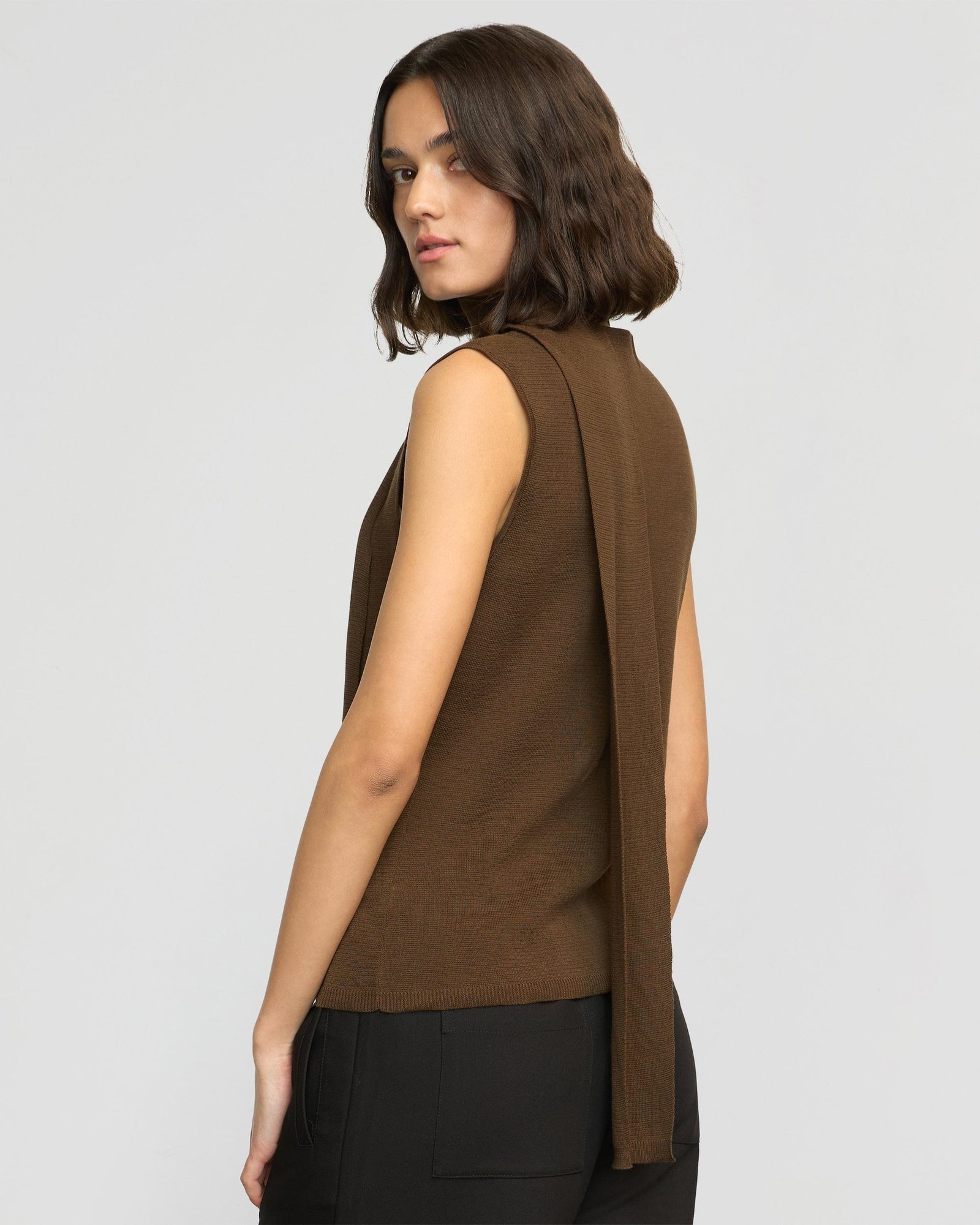 Demi Scarf-Neck Cotton-Silk Knit Top