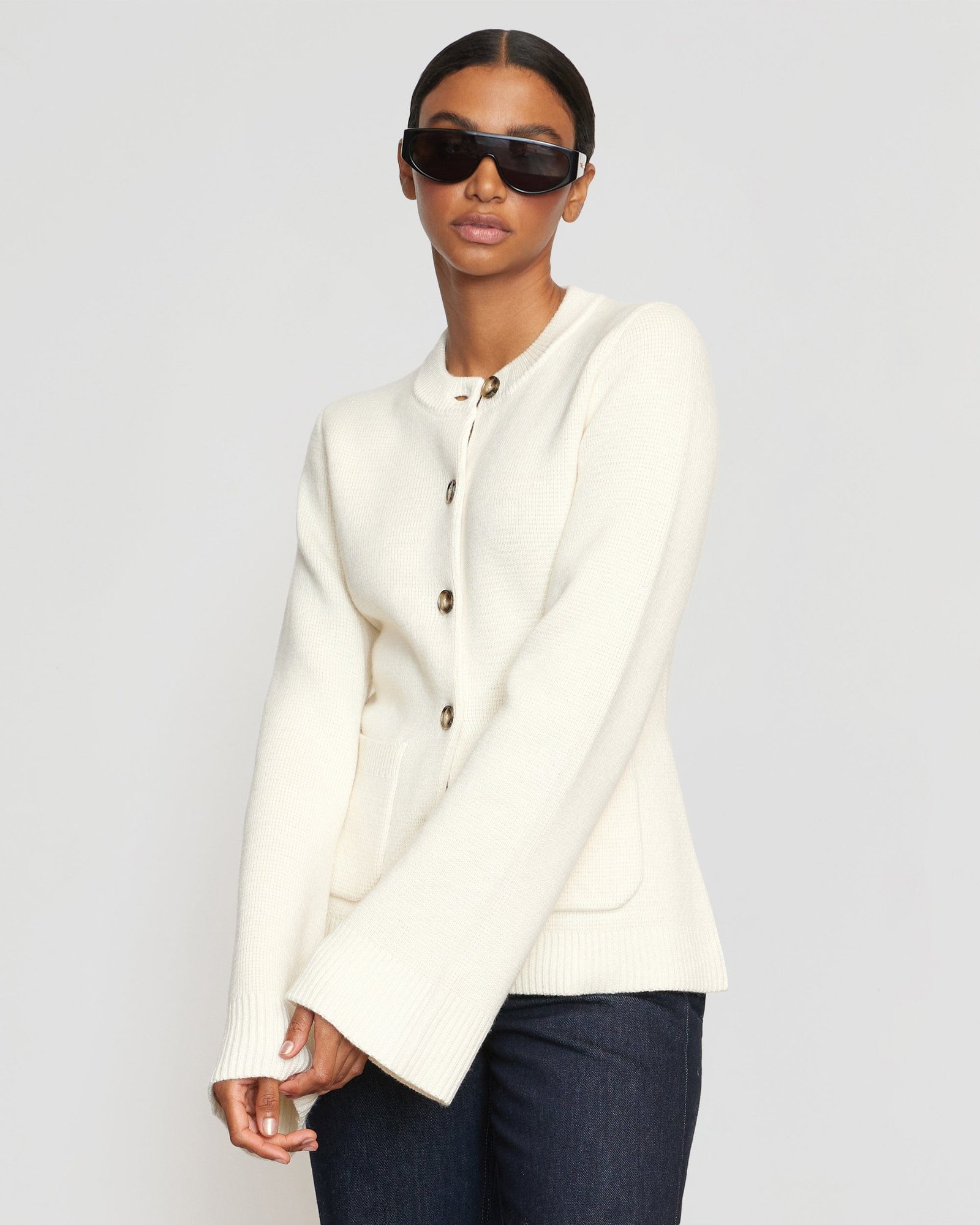 Eames Organic Cotton-Wool Button Cardigan