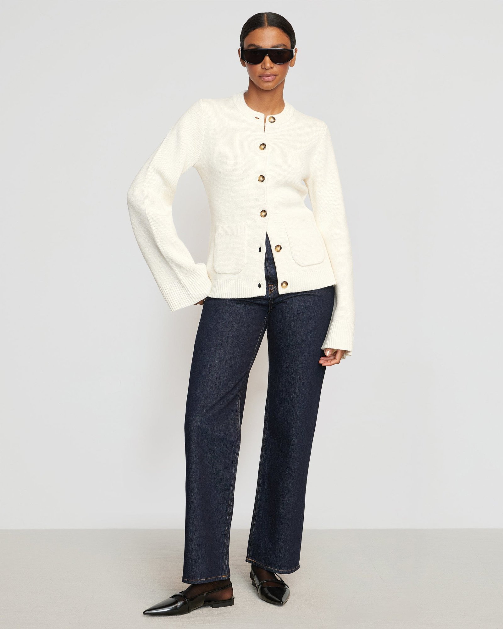 Eames Organic Cotton-Wool Button Cardigan