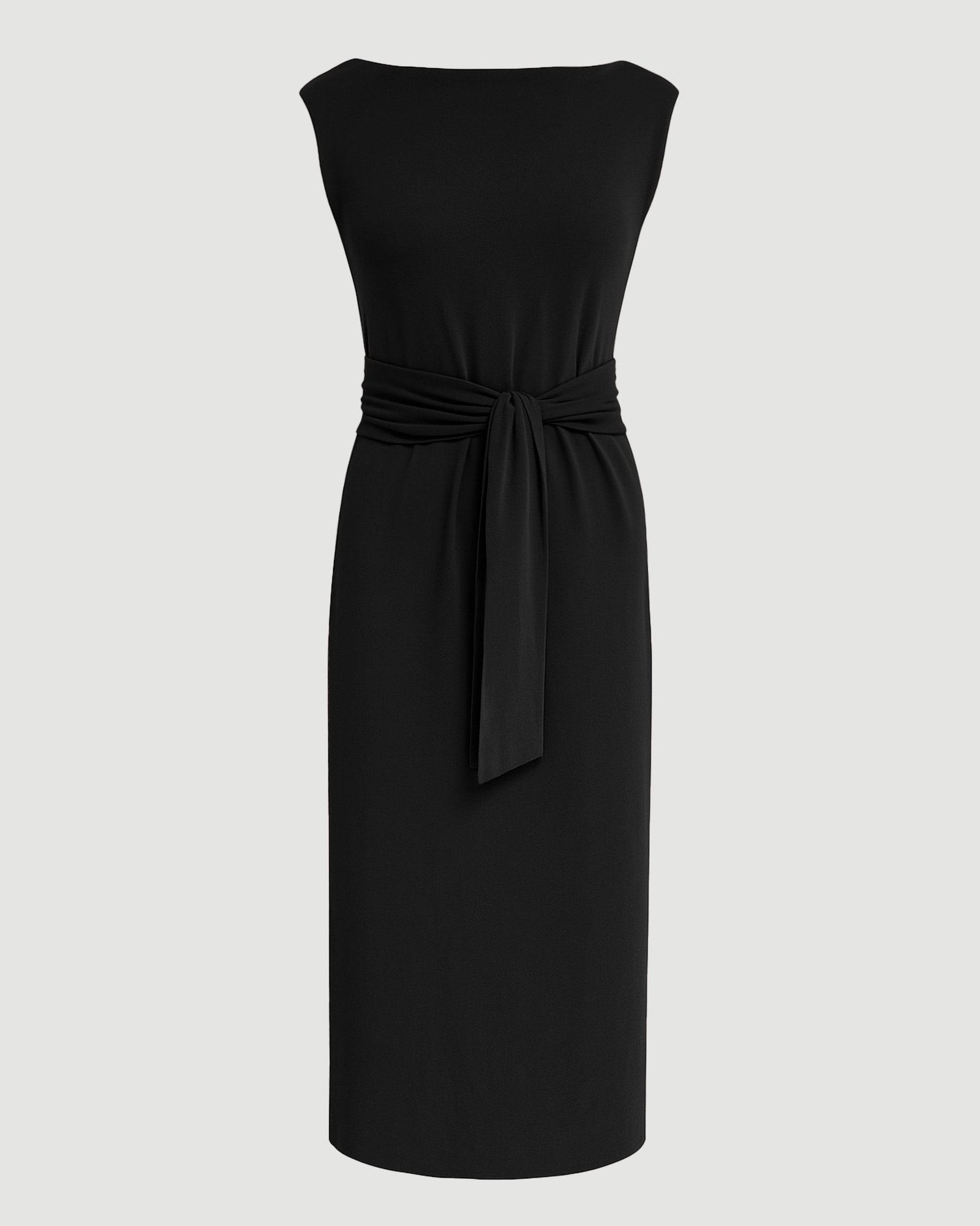Edina Tie-Front Slit-Neck Dress