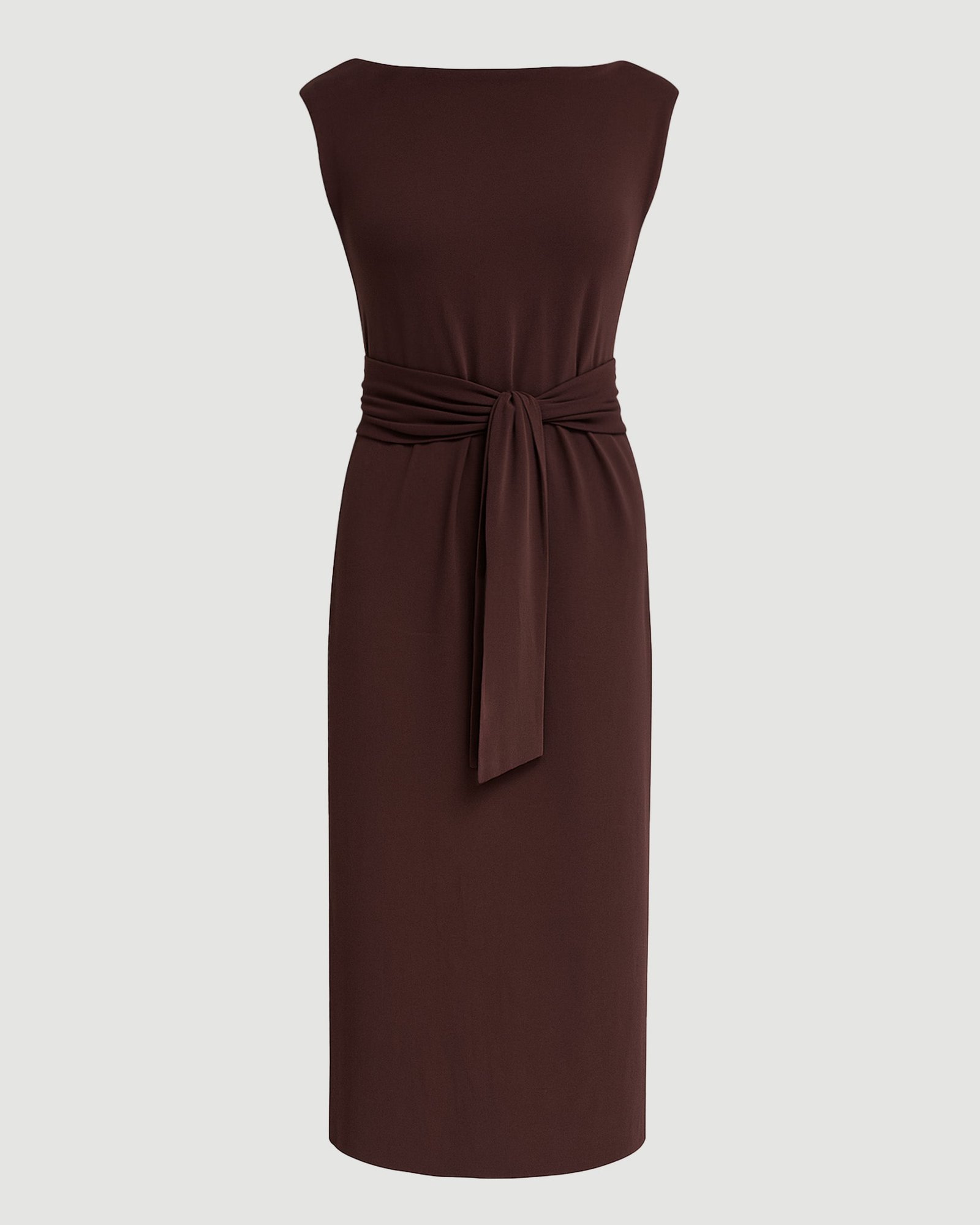 Edina Tie-Front Slit-Neck Dress