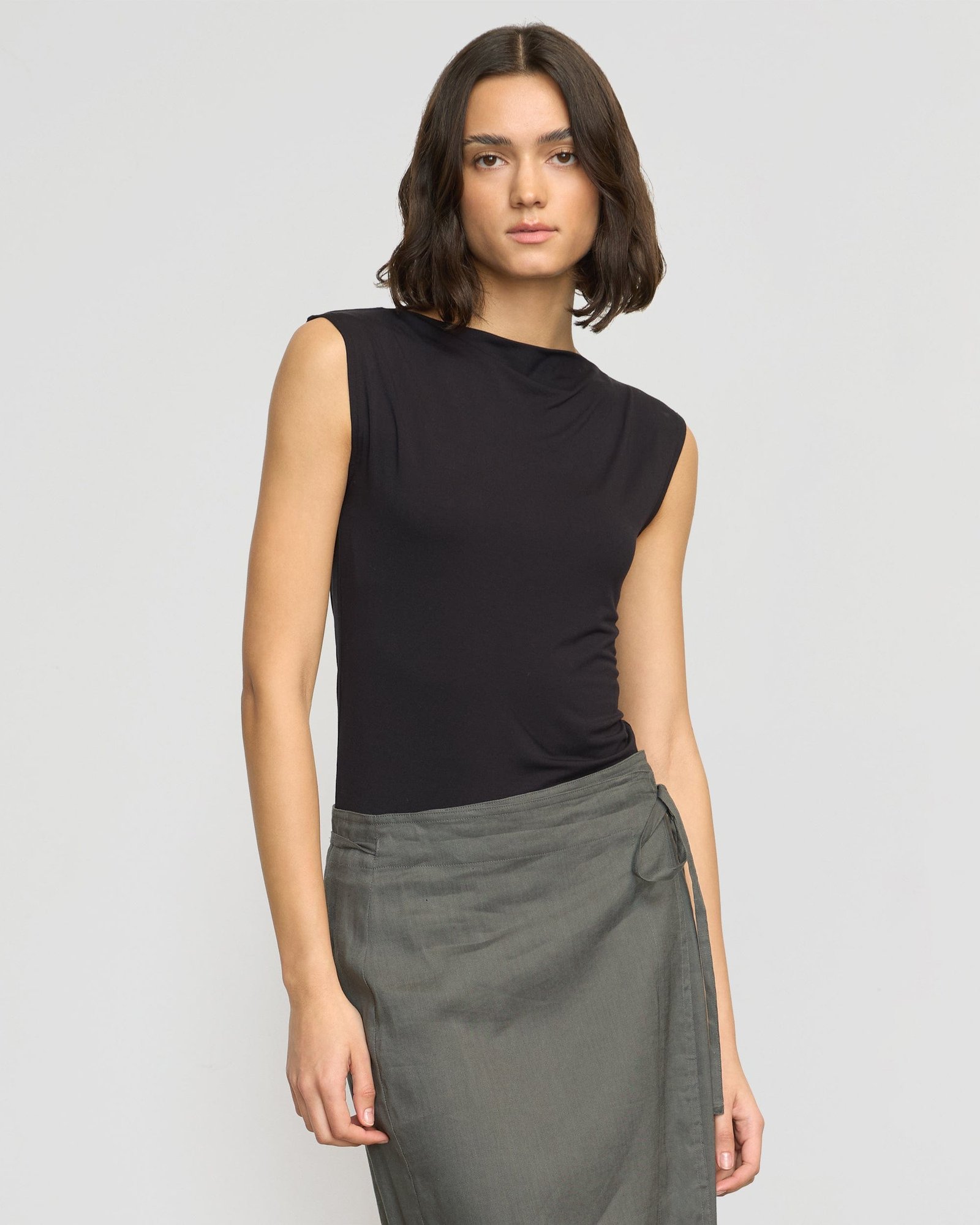 Esme Sleeveless Slit-Neck Tank