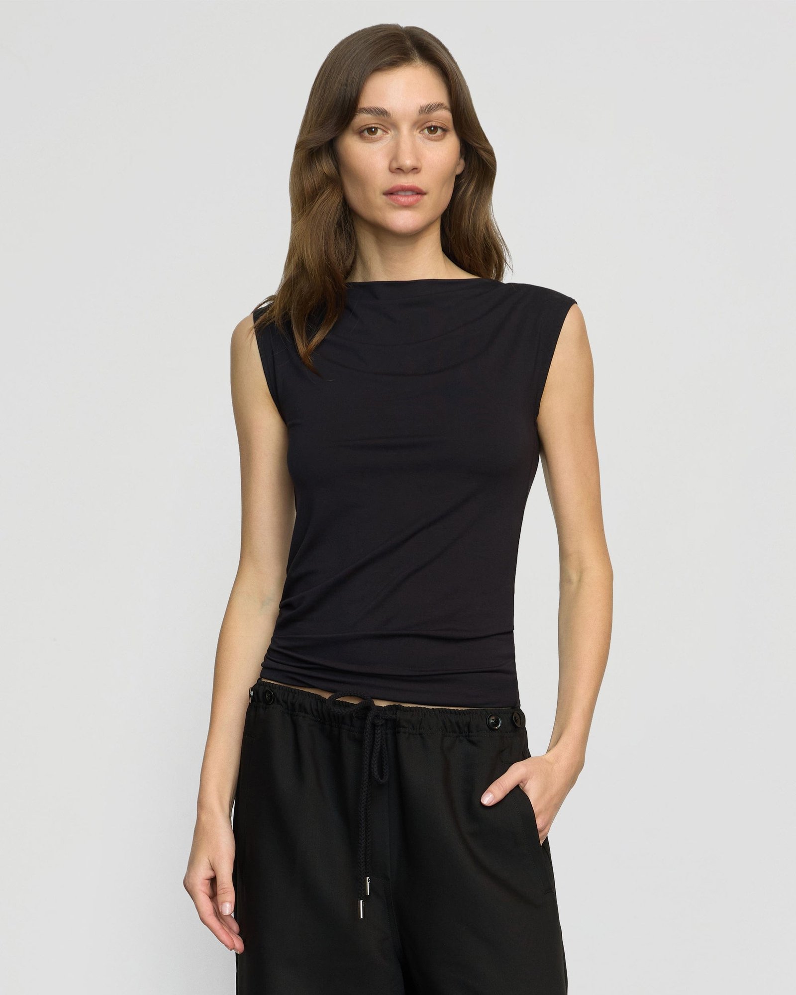 Esme Sleeveless Slit-Neck Tank