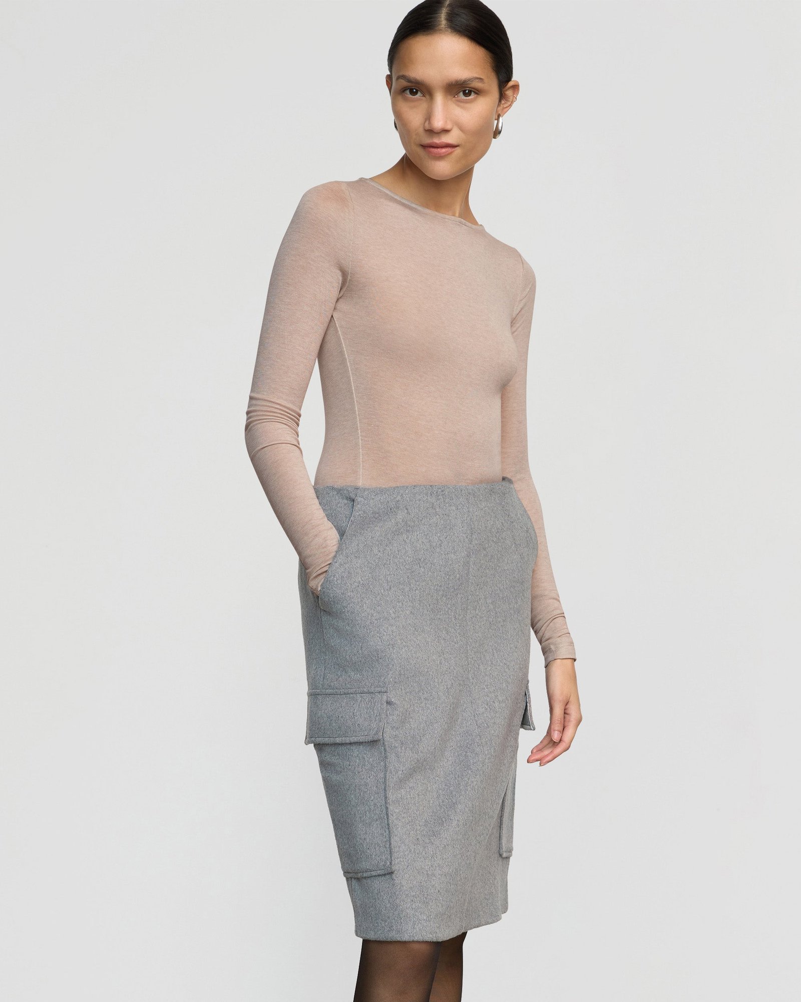 Felicia Wool Utility Midi Skirt