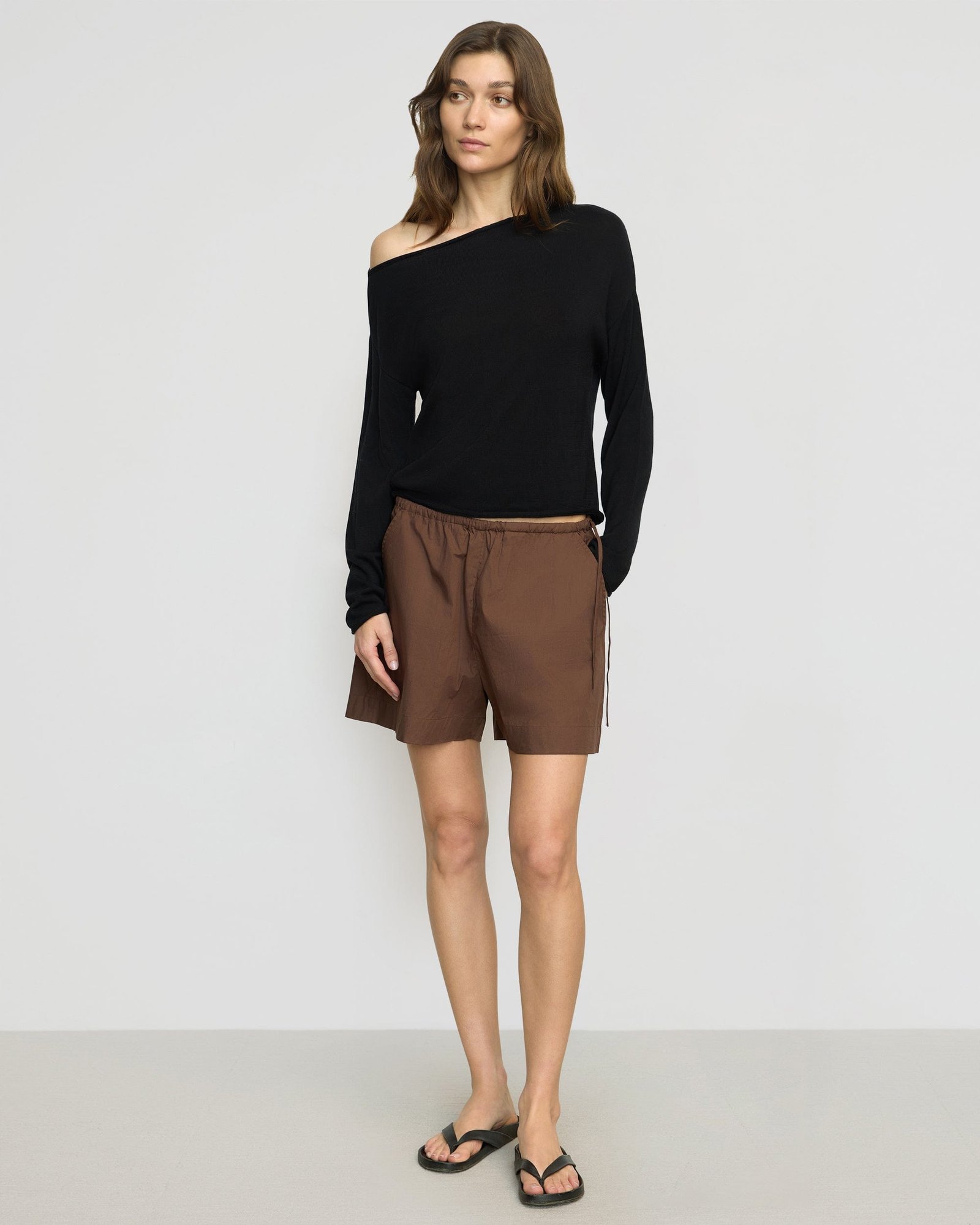 Hachi Tencel-Wool Off-Shoulder Sweater