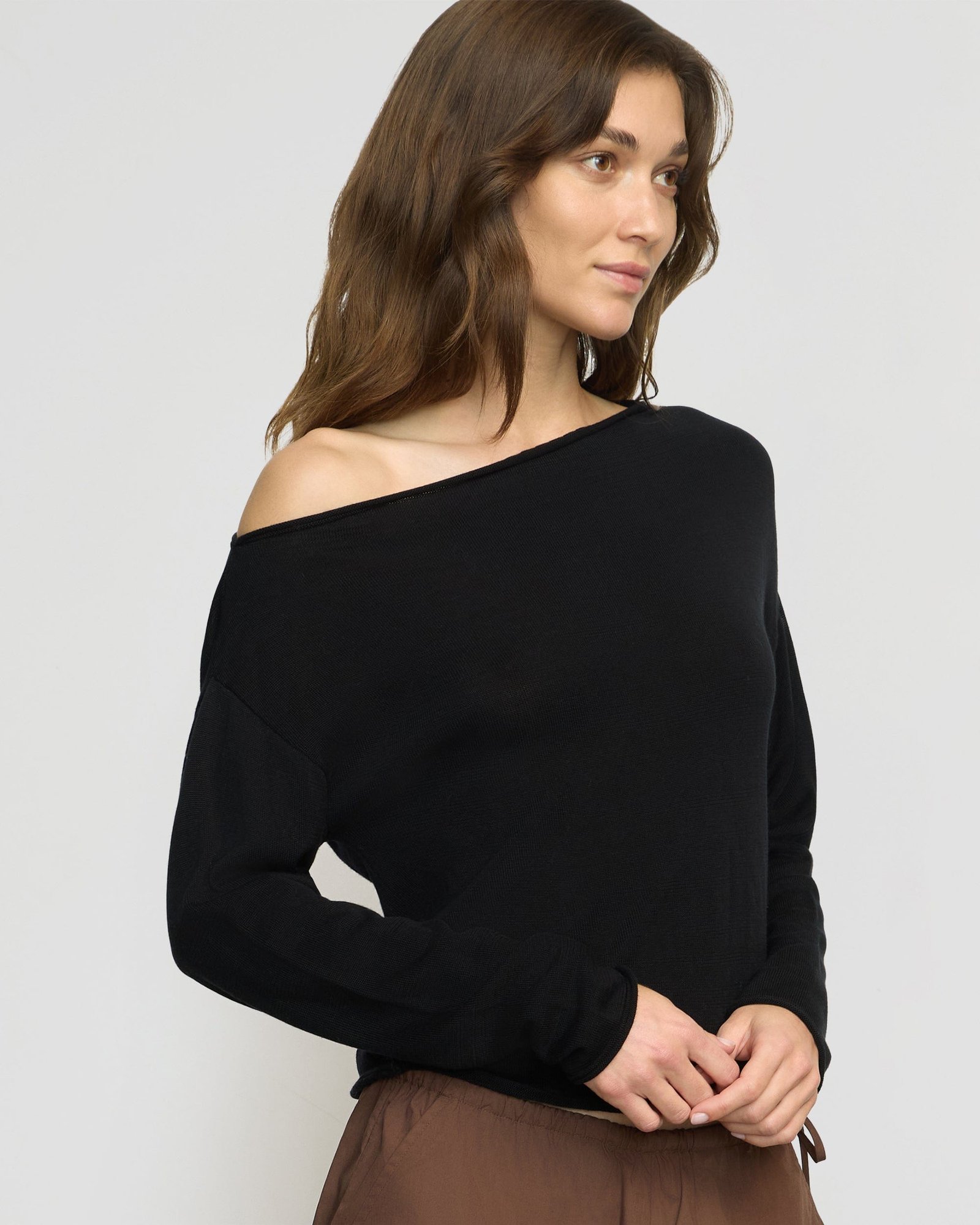 Hachi Tencel-Wool Off-Shoulder Sweater