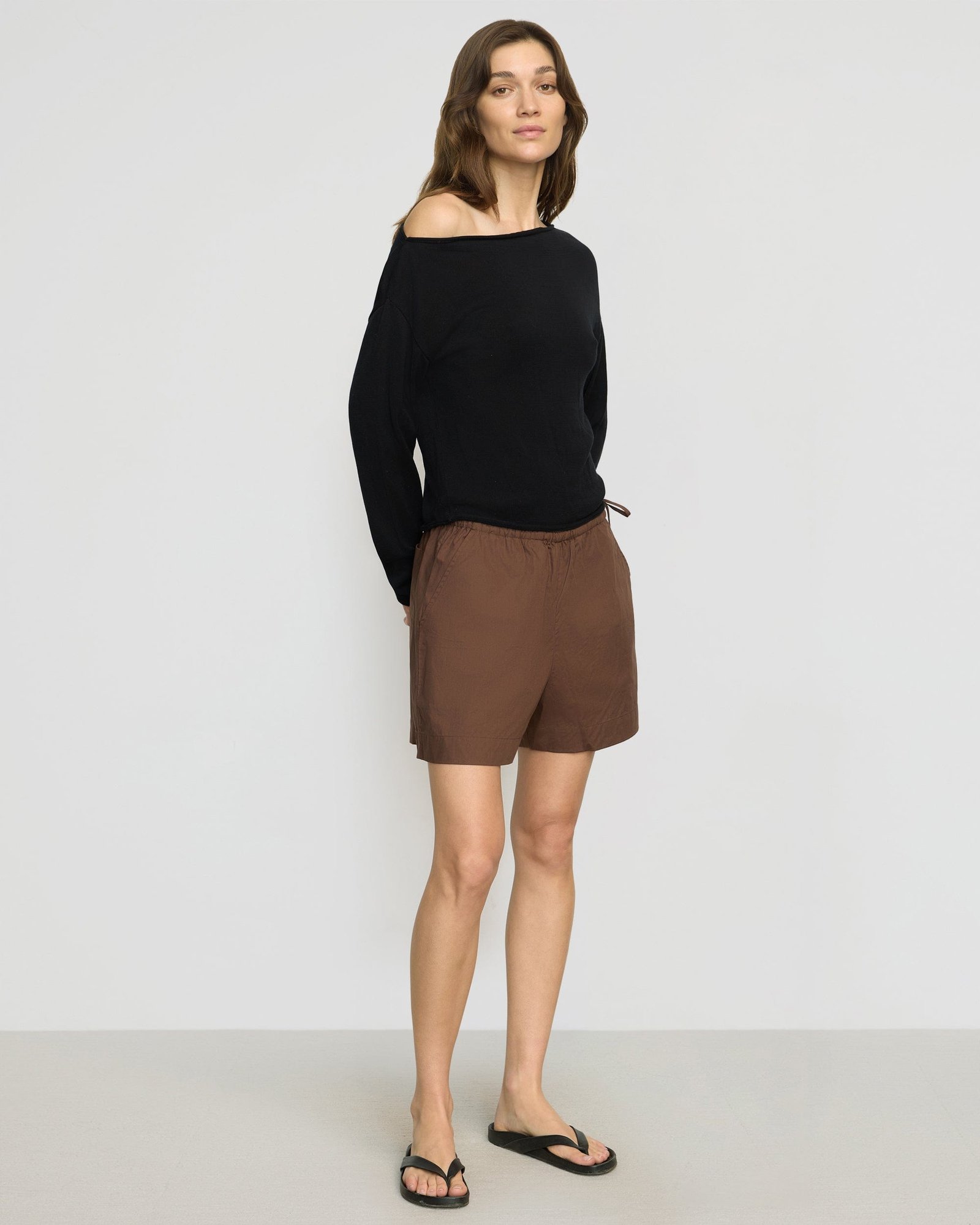 Hachi Tencel-Wool Off-Shoulder Sweater