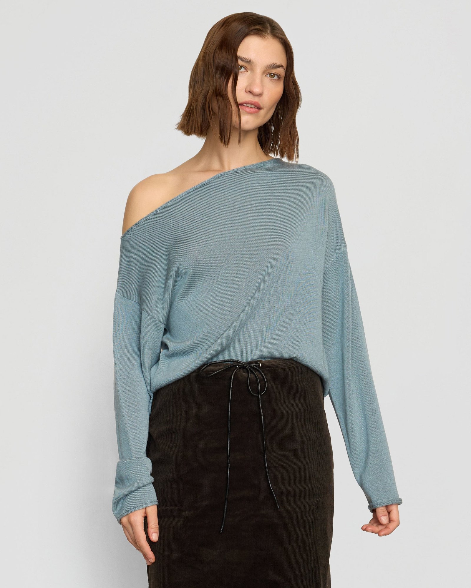 Hachi Tencel-Wool Off-Shoulder Sweater