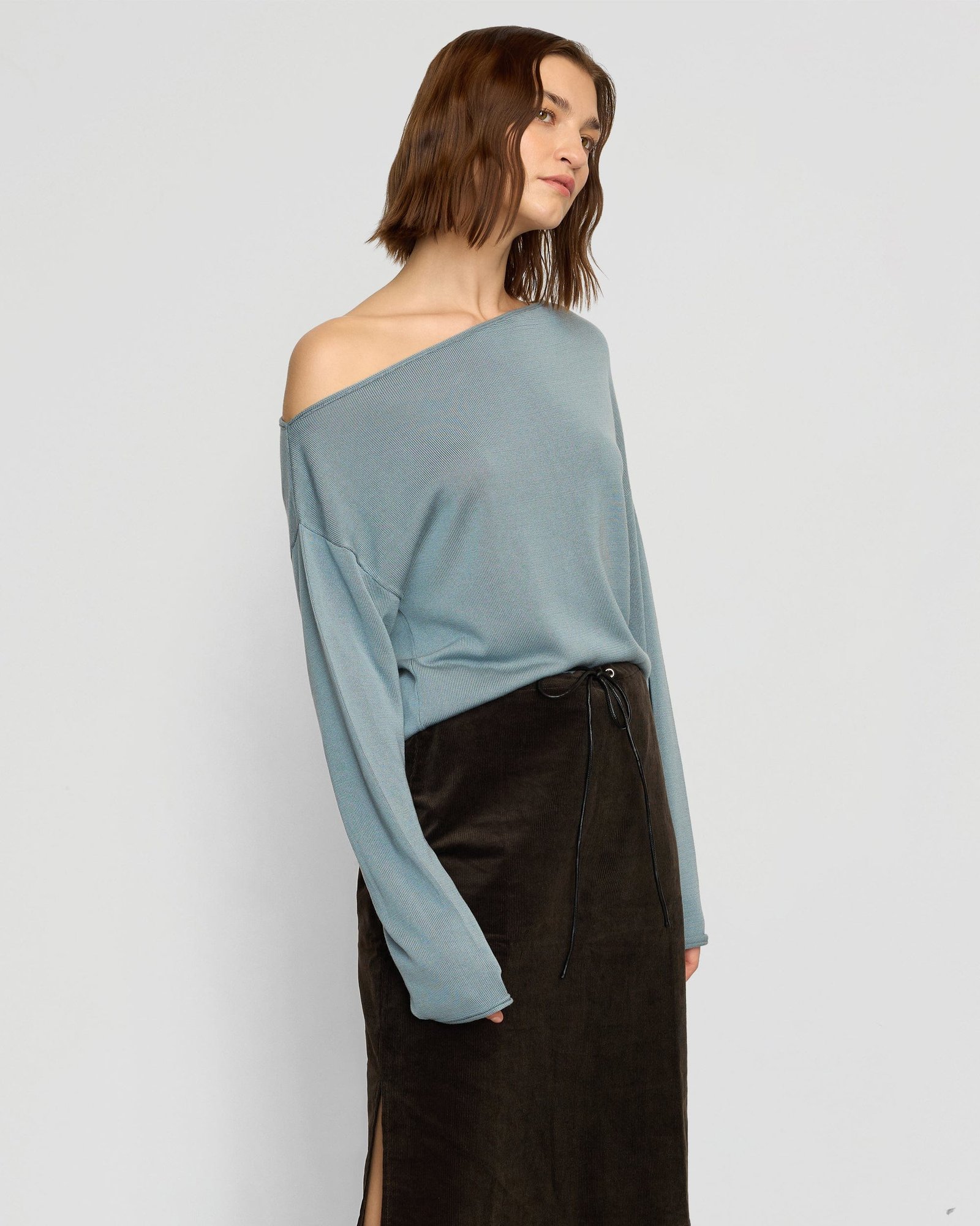 Hachi Tencel-Wool Off-Shoulder Sweater