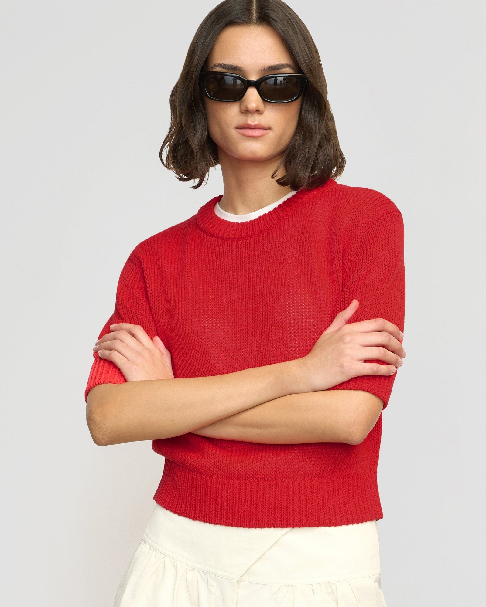 Heidi Pullover Short-Sleeve Knit Top