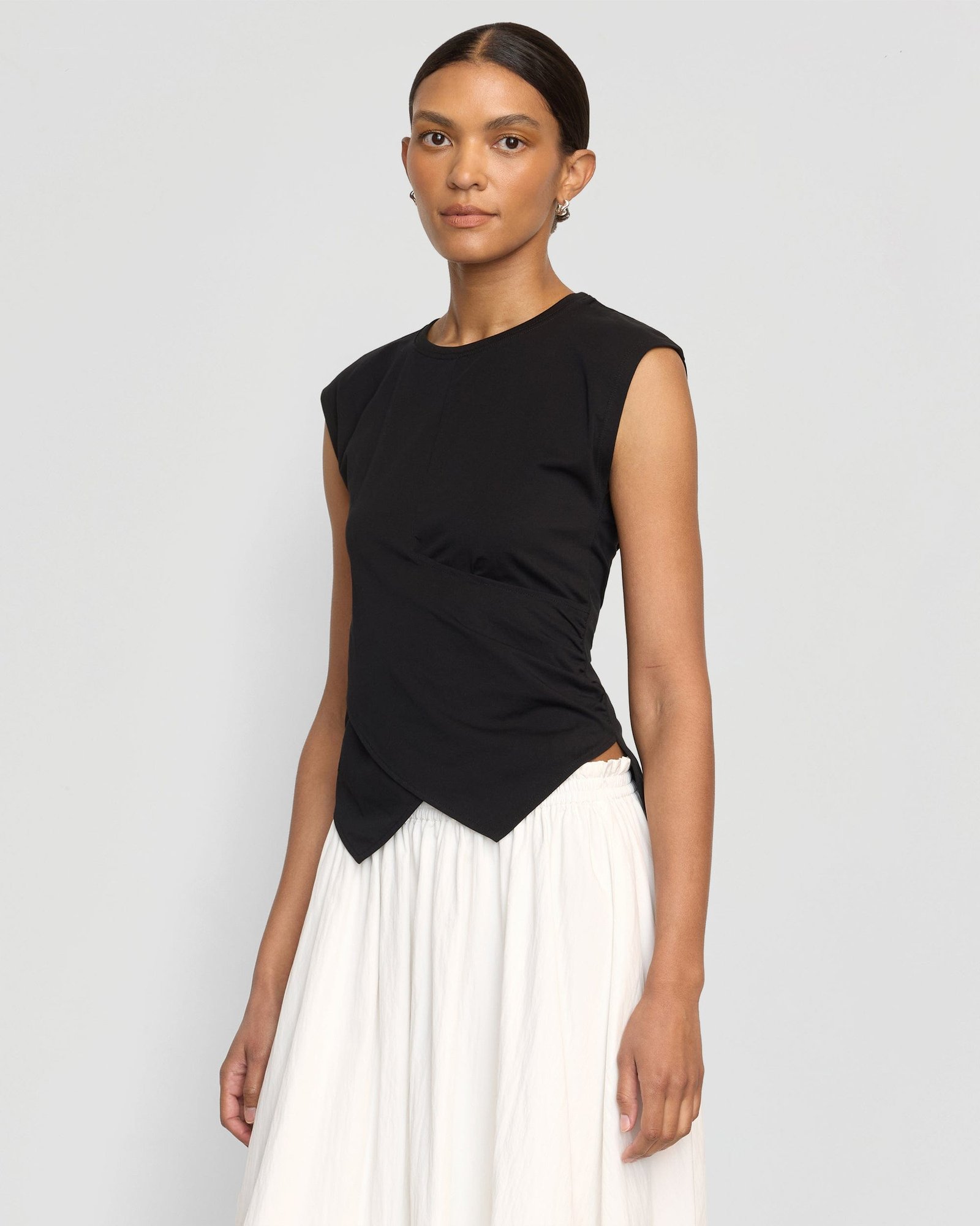 Janelle Front-Wrap Jersey Tee