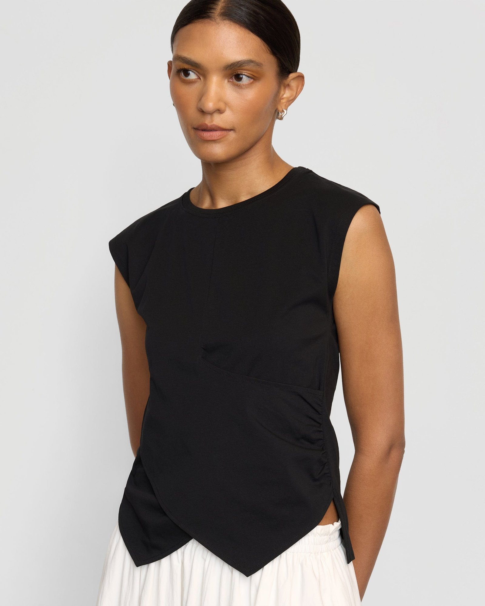 Janelle Front-Wrap Jersey Tee