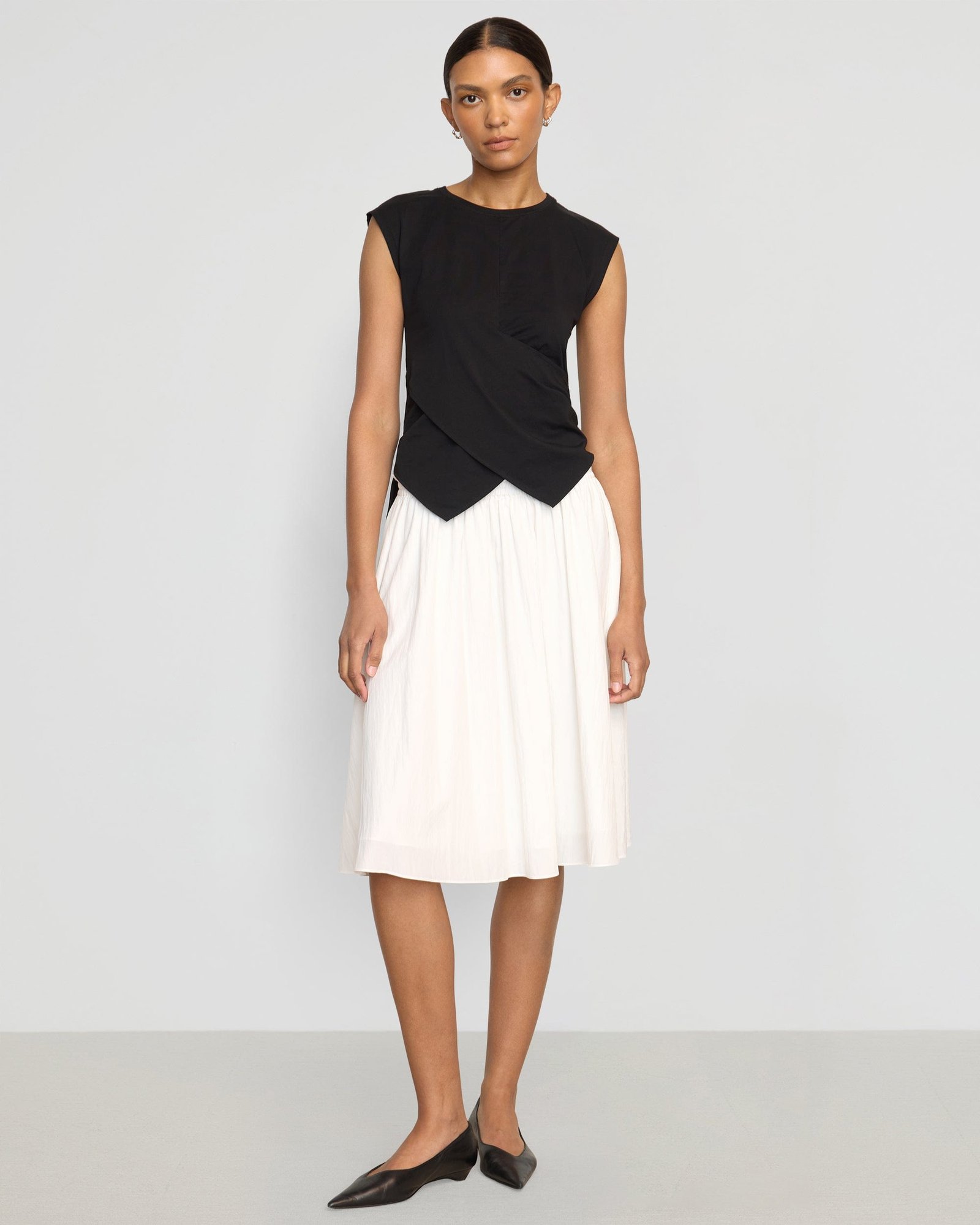 Janelle Front-Wrap Jersey Tee