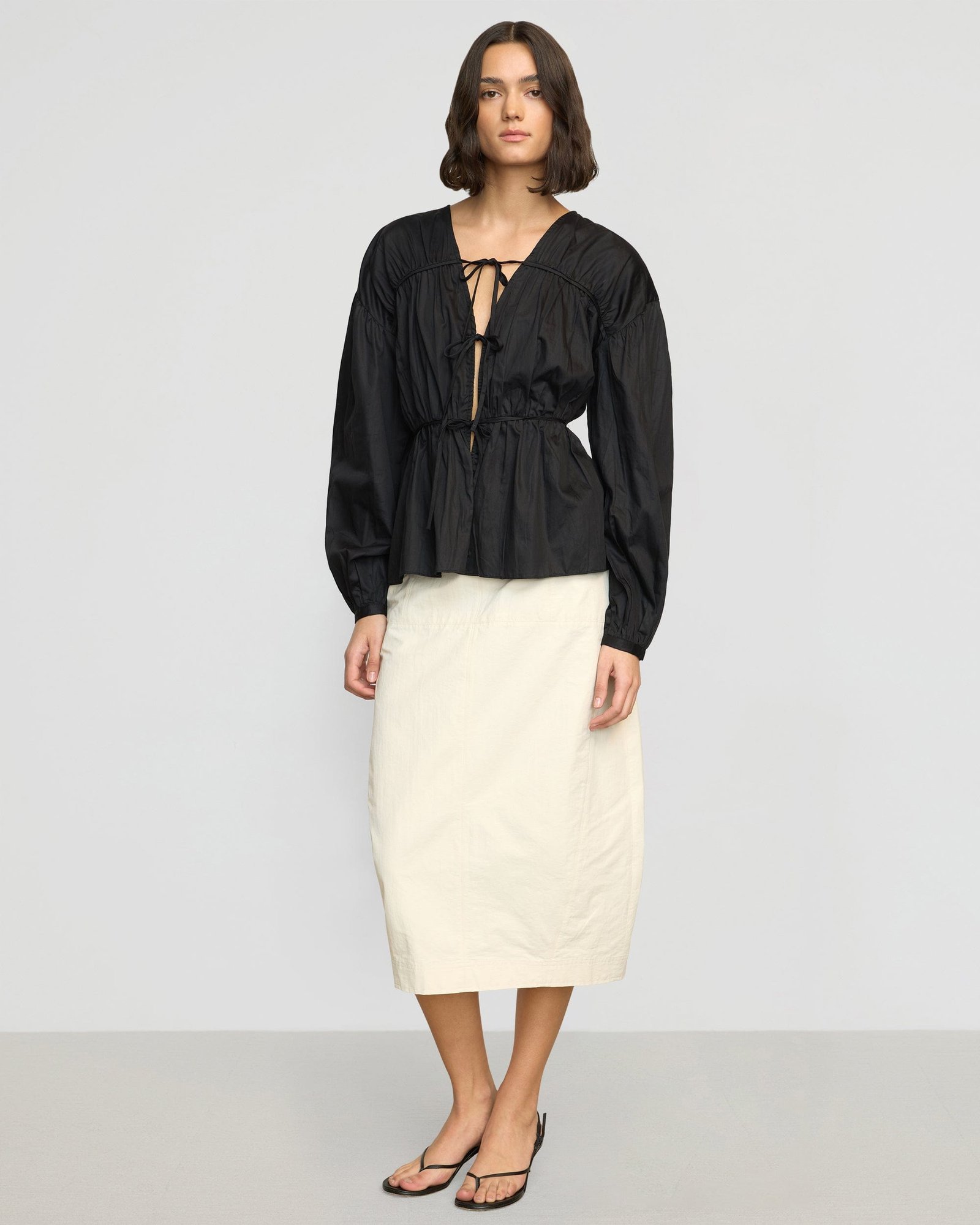 Jarmaine Back-Slit Barrel Skirt