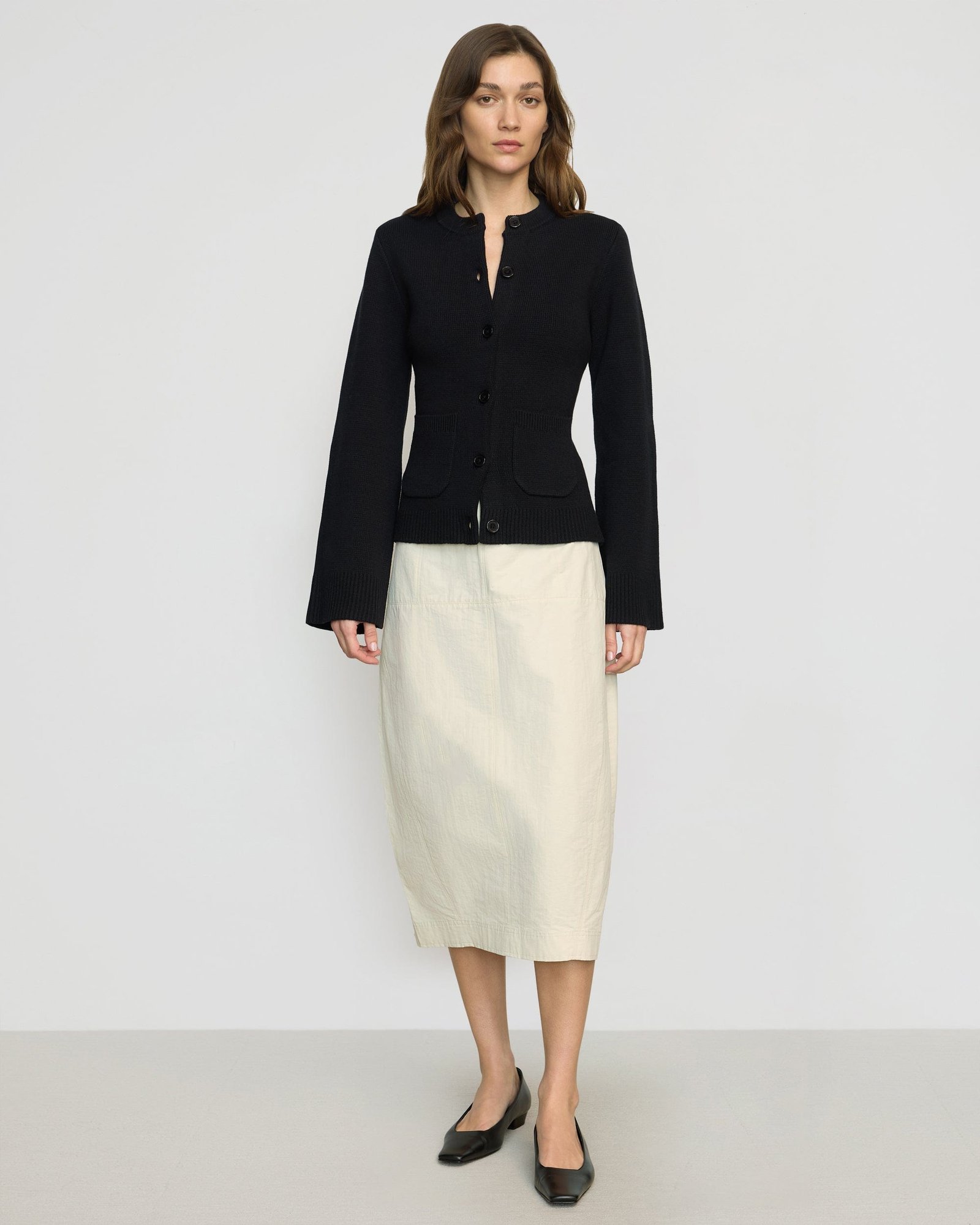 Jarmaine Back-Slit Barrel Skirt