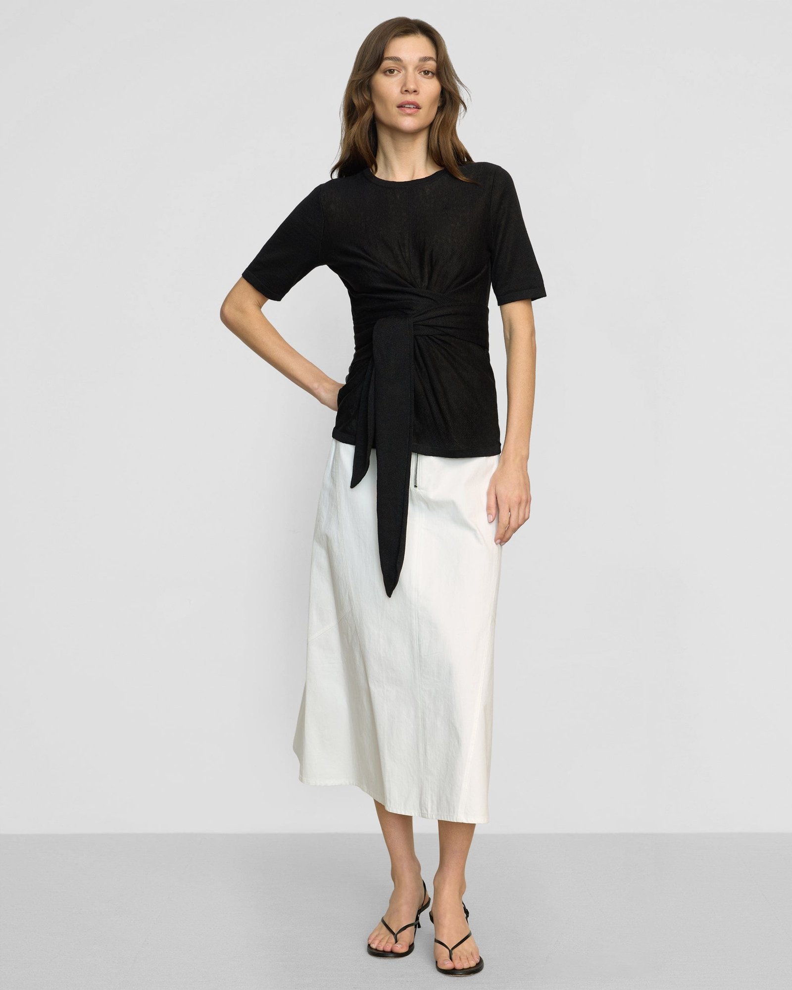 Lark Tie-Front Linen Sweater