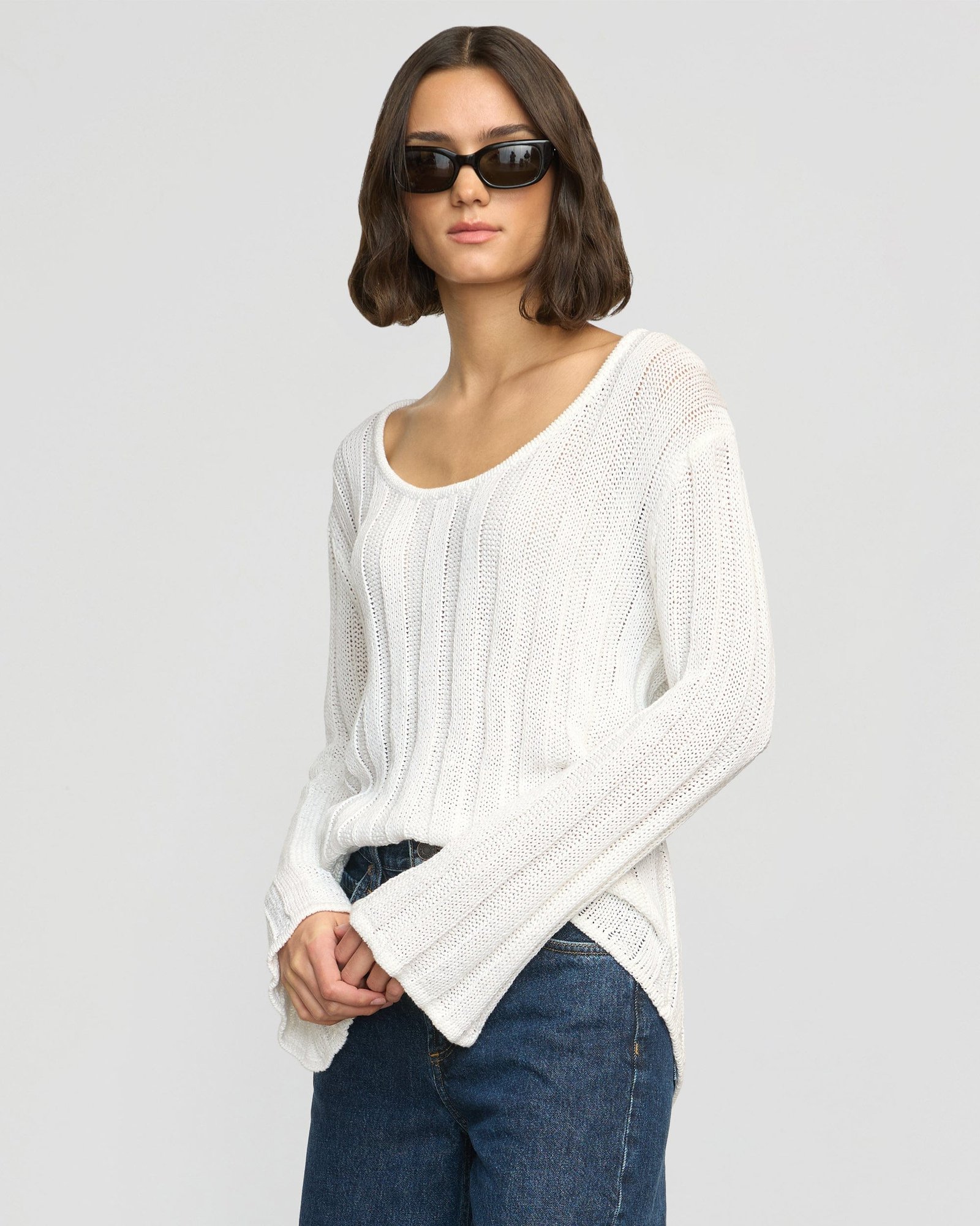 Leah Ribbed Scoop-Neck Sweater