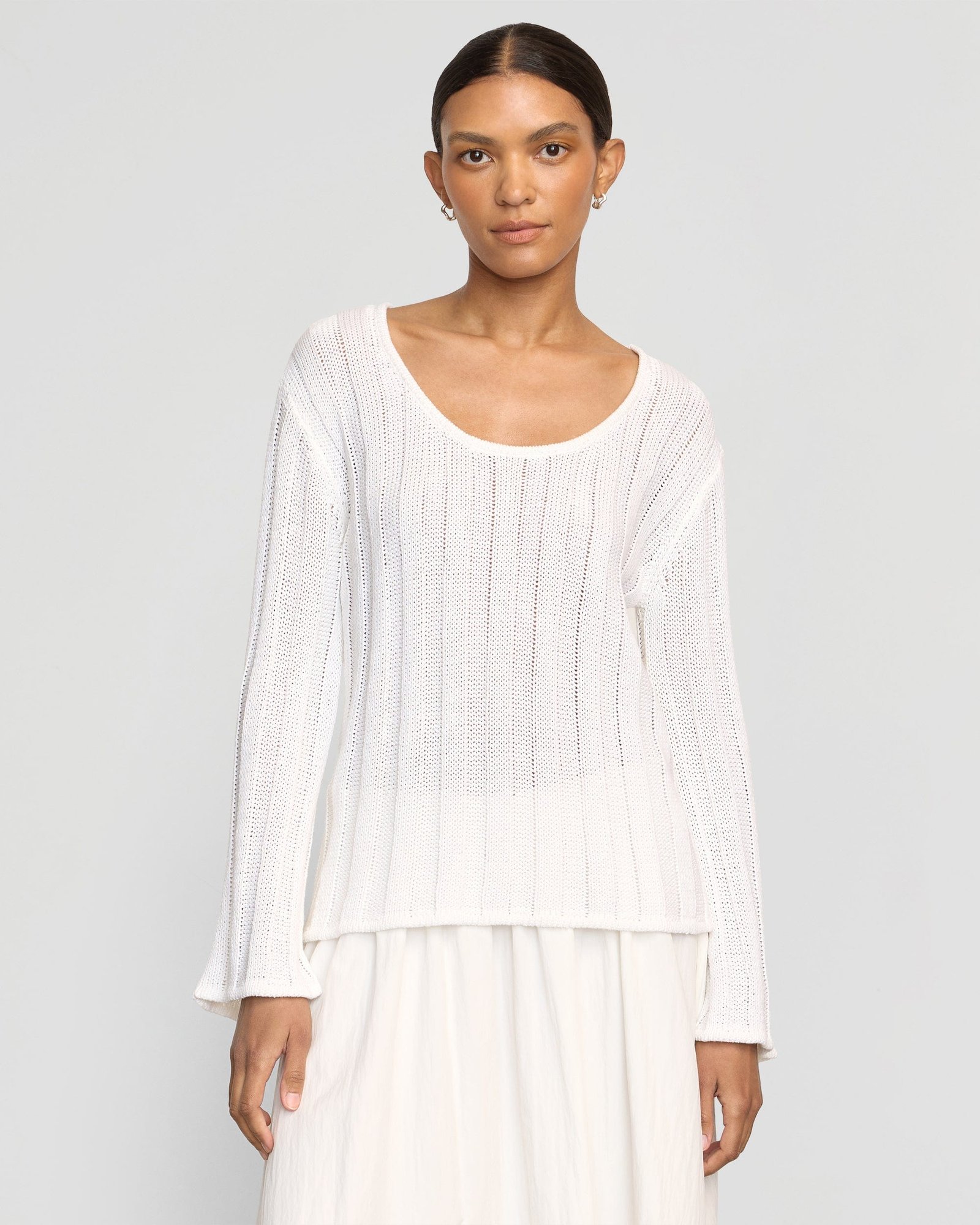 Leah Ribbed Scoop-Neck Sweater