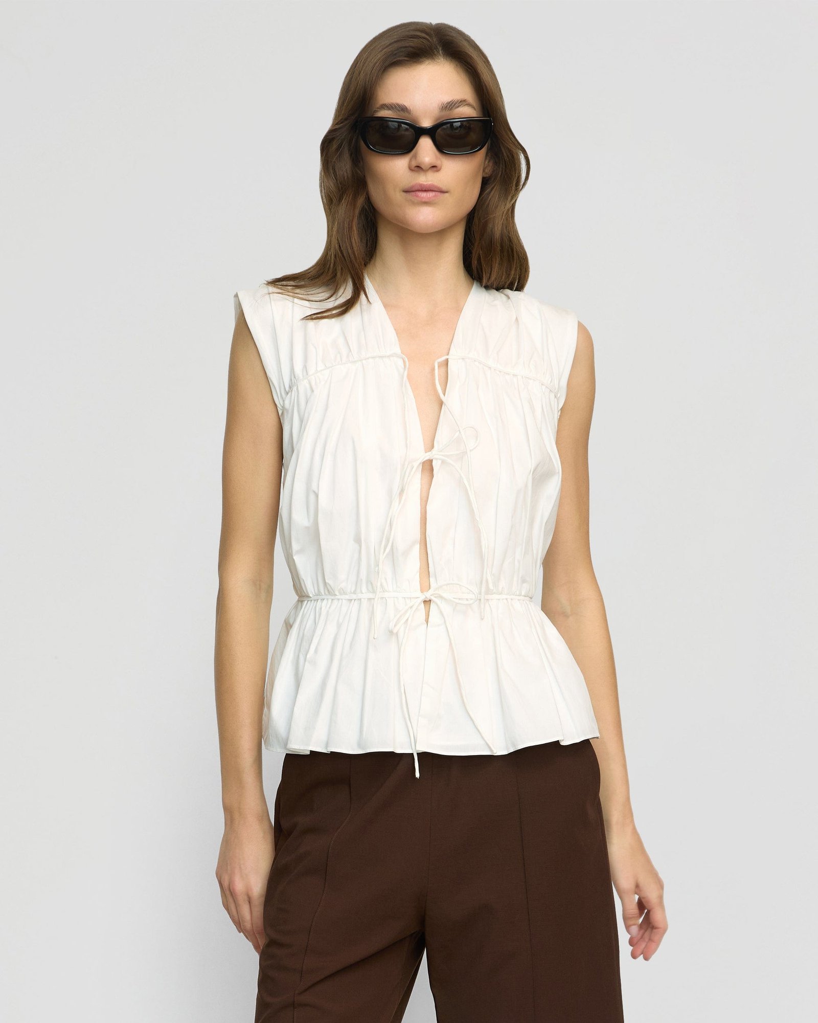 Neha Tie-Front Organic Cotton Blouse