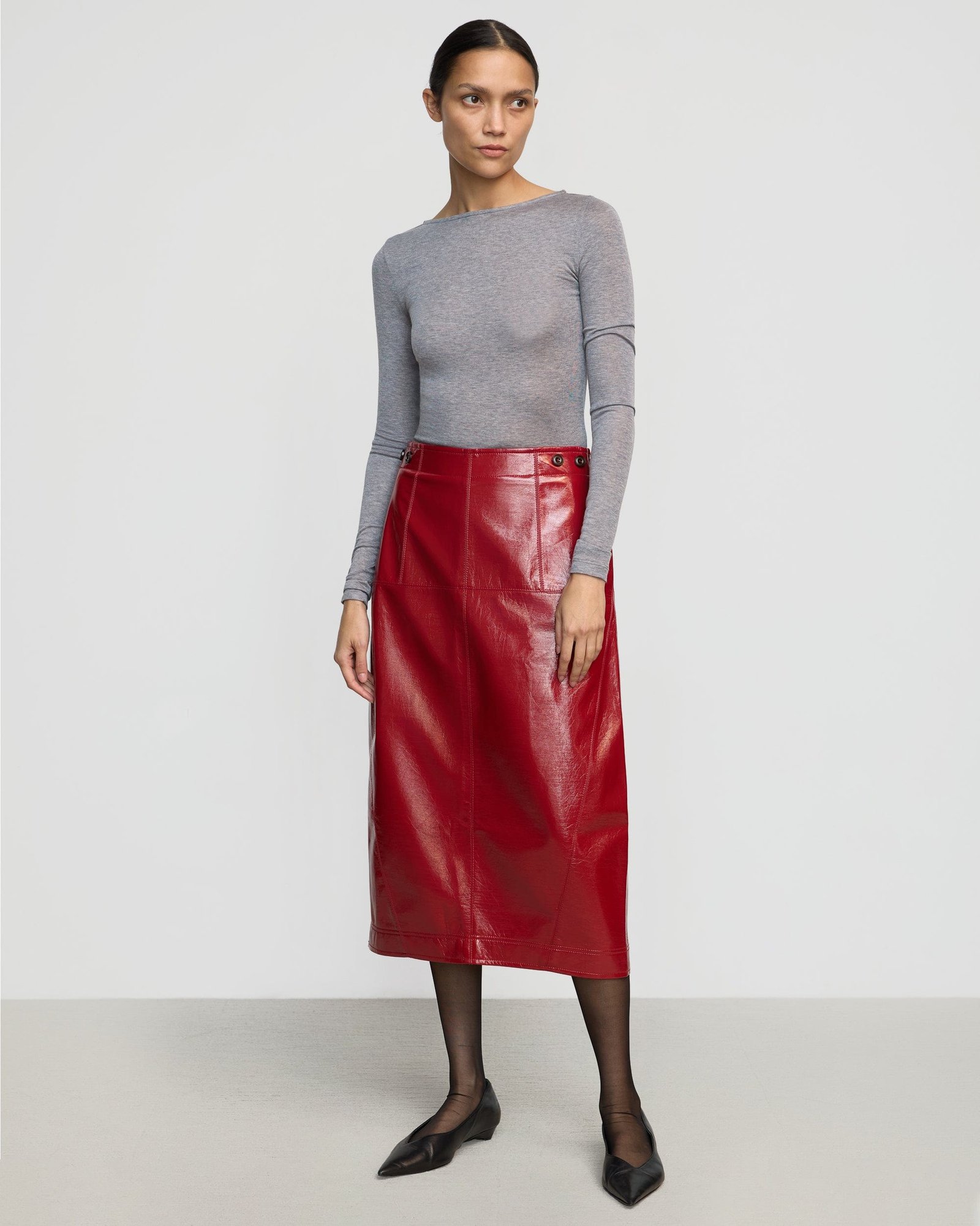 Pepper Vegan Patent Leather Skirt