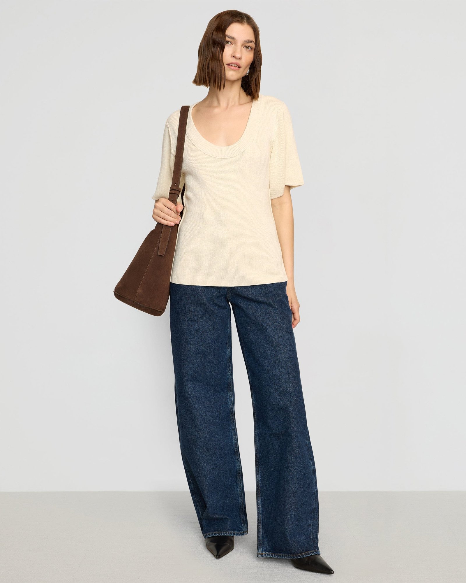 Reina Sculpted Scoop-Neck Knit Top