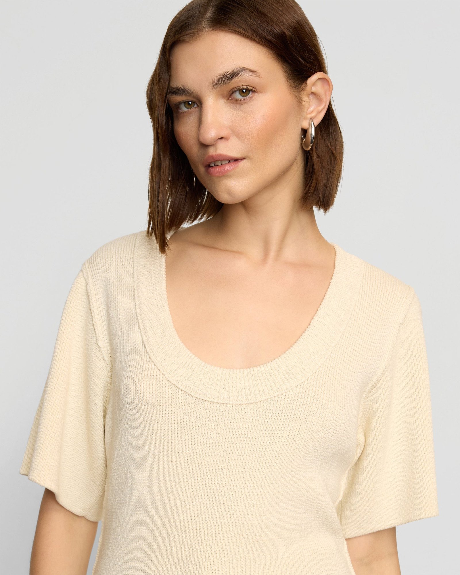 Reina Sculpted Scoop-Neck Knit Top
