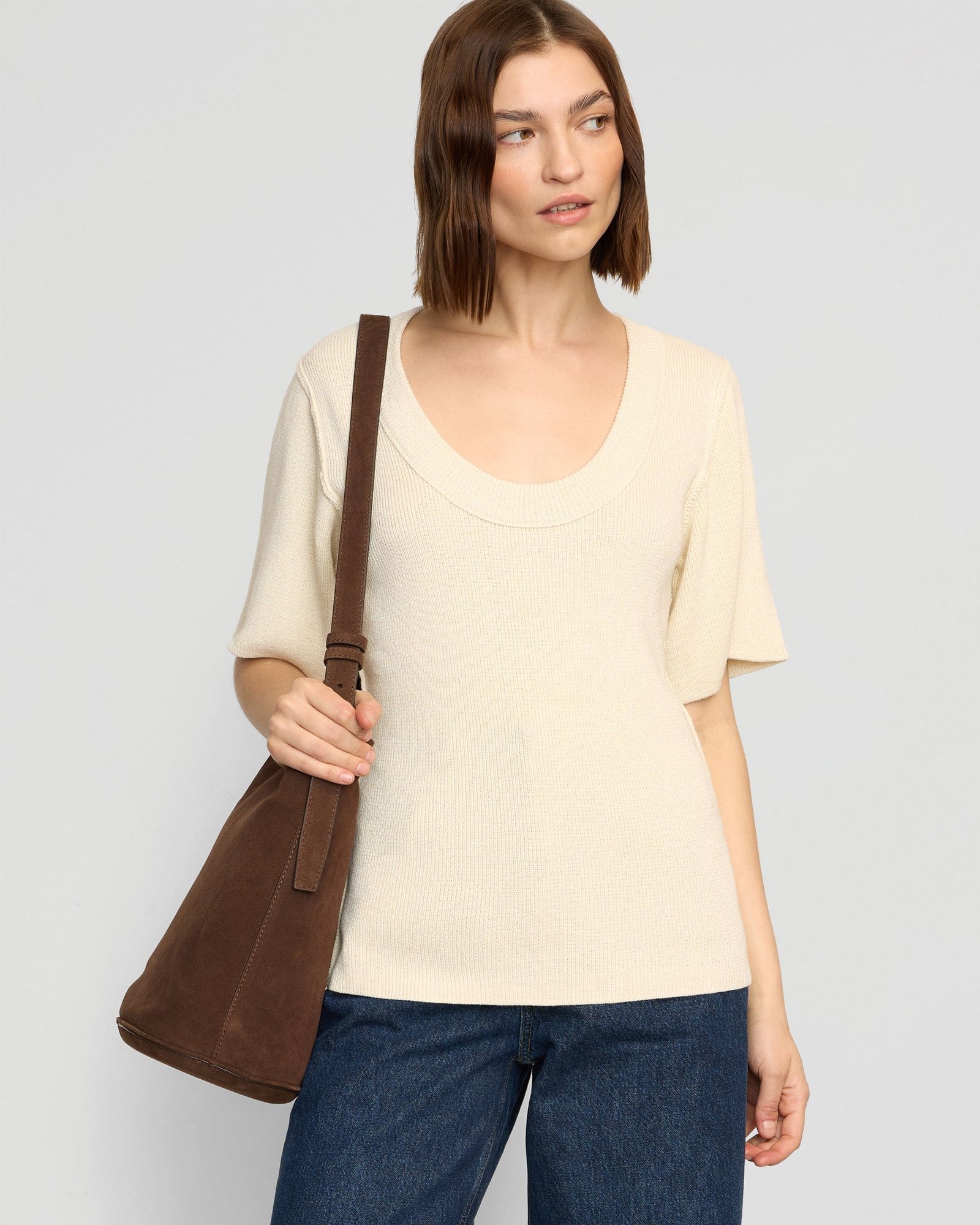 Reina Sculpted Scoop-Neck Knit Top