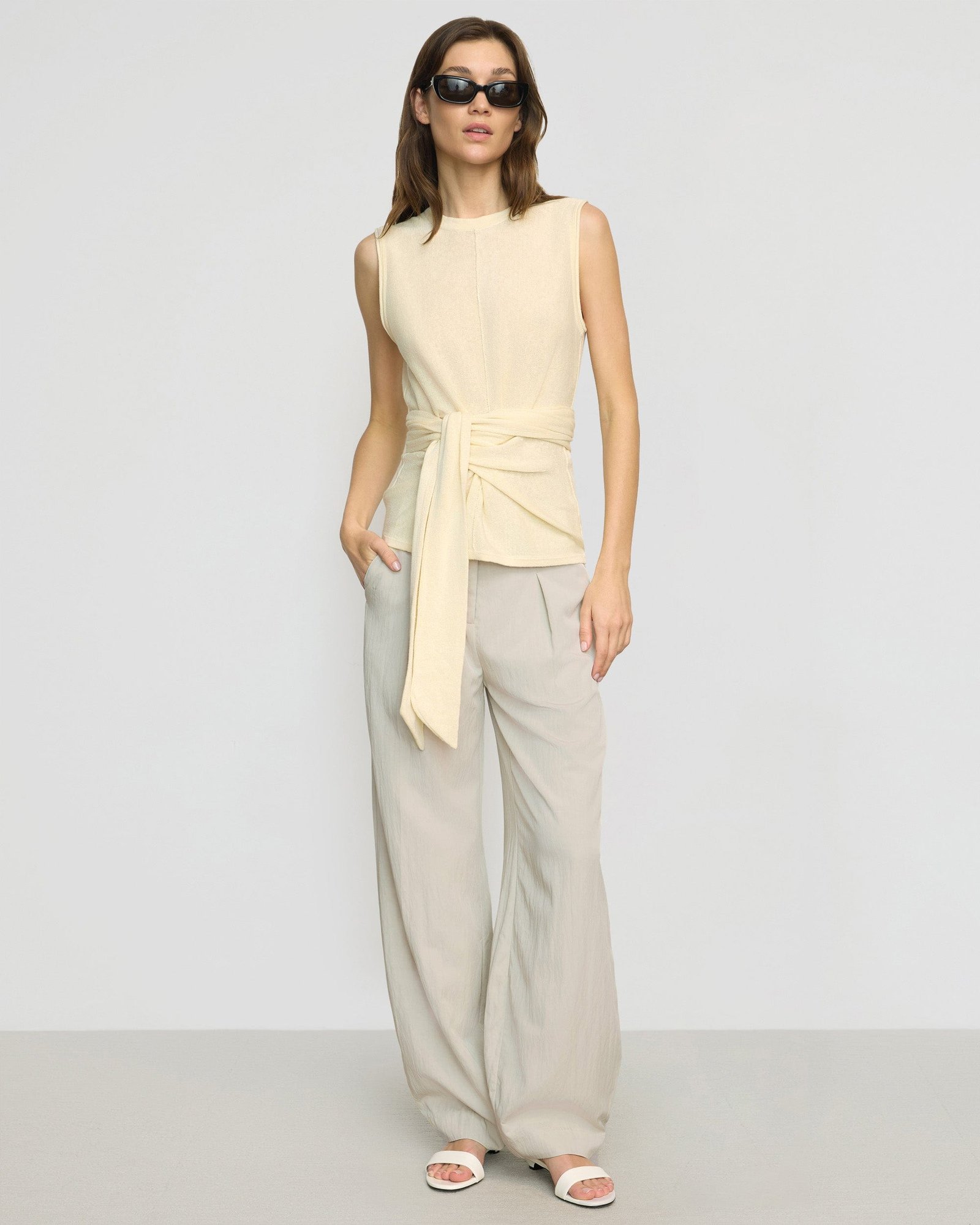 Rois Tie-Front Linen-Cotton Top